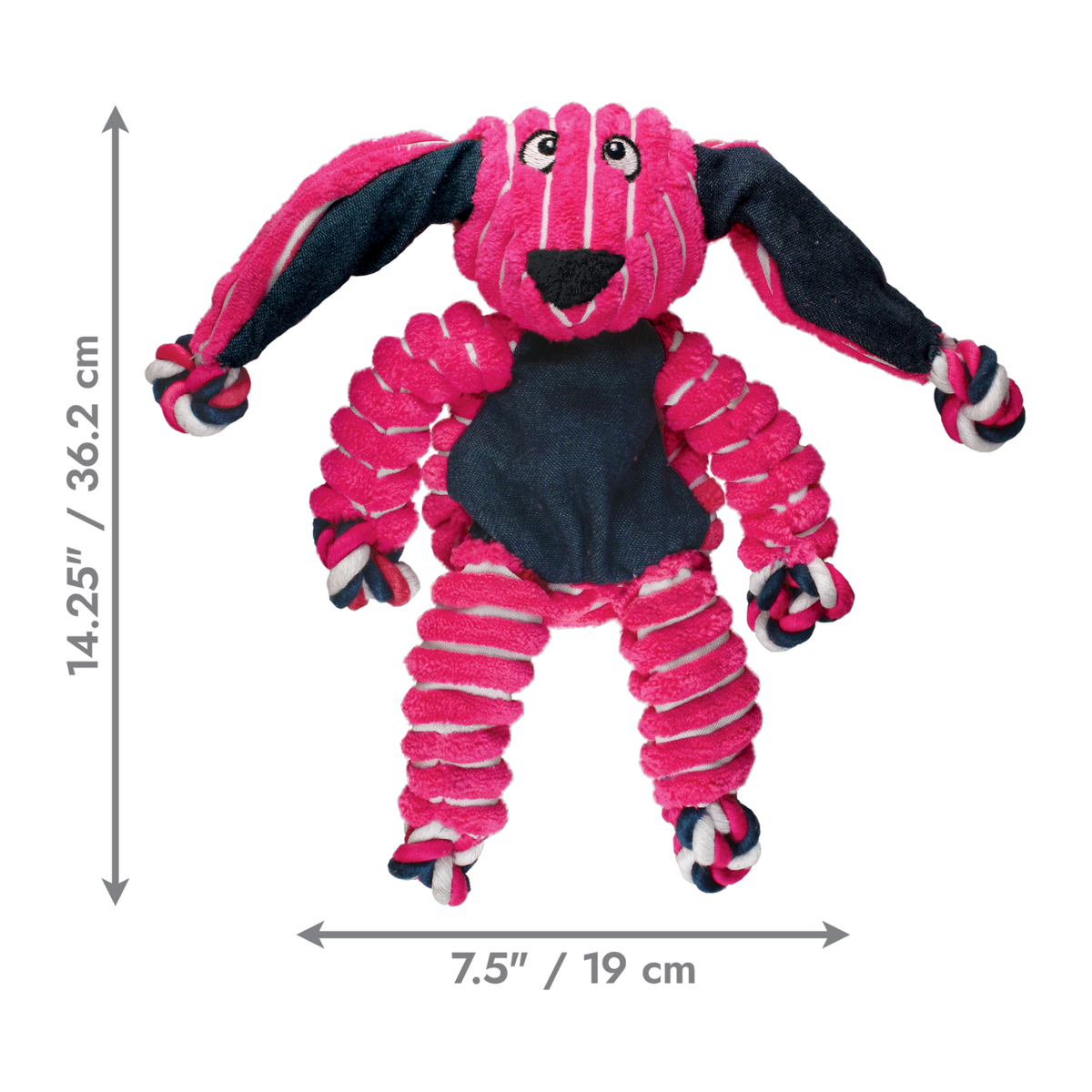 KONG Floppy Knots Bunny Large dimensions 14.25 by 7.5 inches