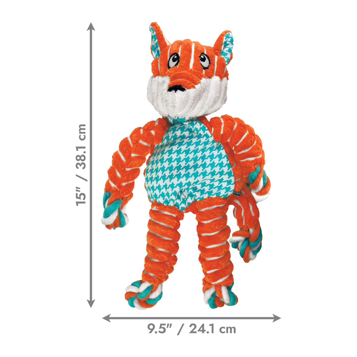 KONG Floppy Knots Fox medium/large dimensions, 15 by 9.5 inches