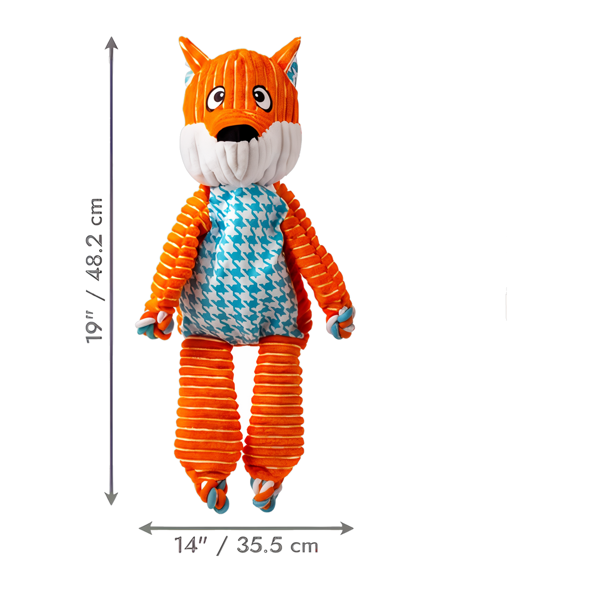 KONG Floppy Knots Fox XL dimensions, 19 by 14 inches