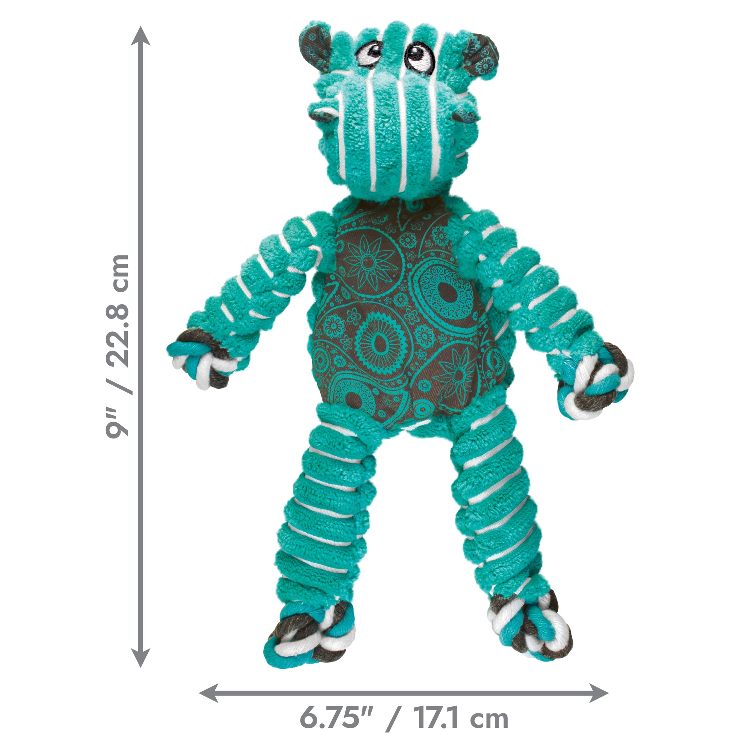 KONG Floppy Knots Hippo small size dimensions 9 by 6.75 inches