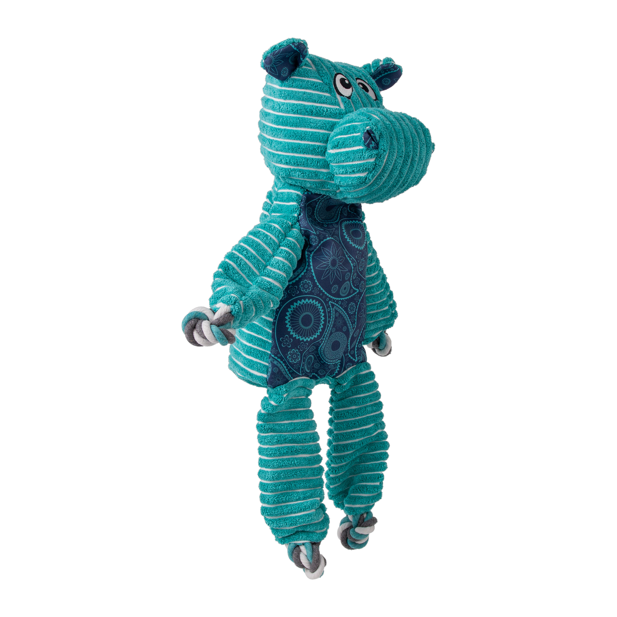Angled view of the KONG Floppy Knots Hippo x-large