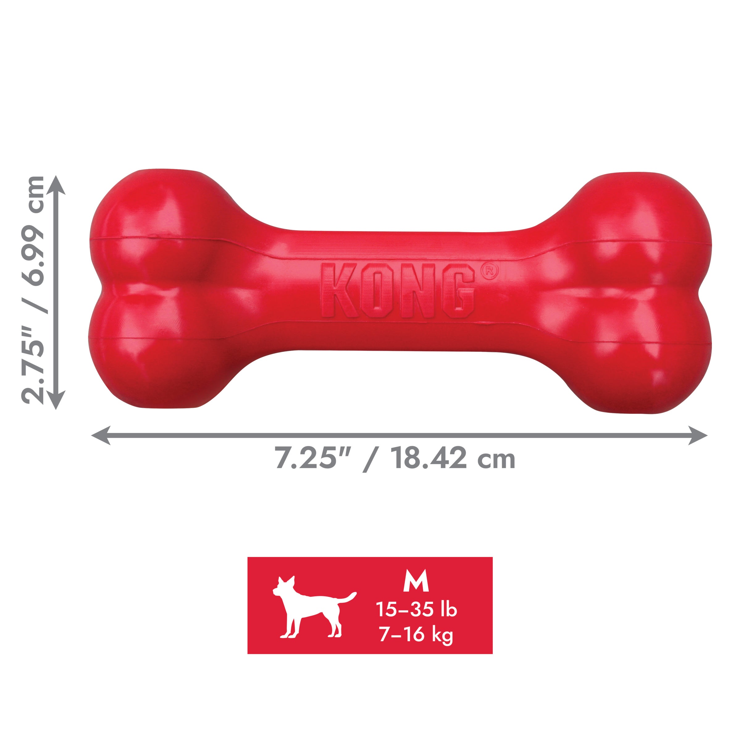 KONG Goodie Bone size and dimension guide