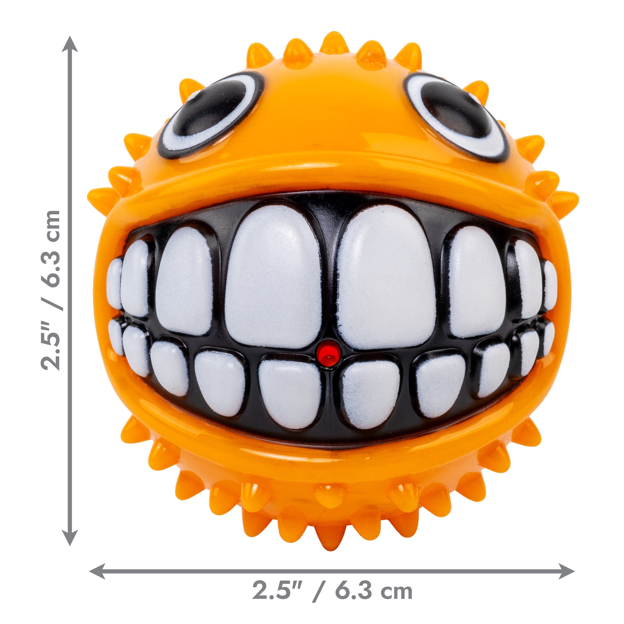 KONG Grinz Puffer Fish medium dog toy dimensions 2.5 by 6.3 cm