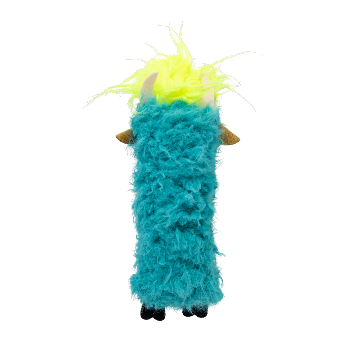 KONG Kickeroo Highland Cow cat toy, teal, back view