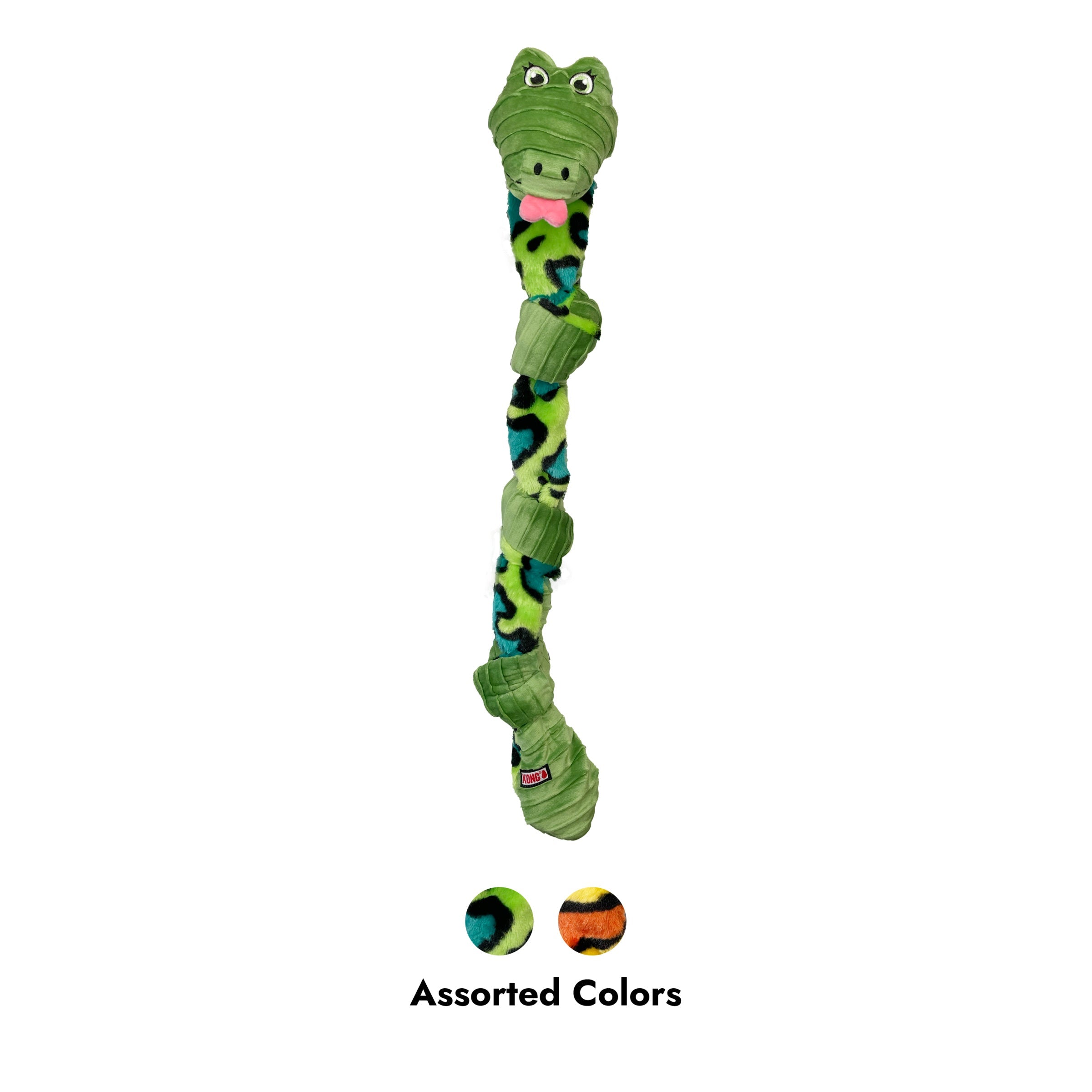 KONG Knots Snake shown in assorted green and orange colorways