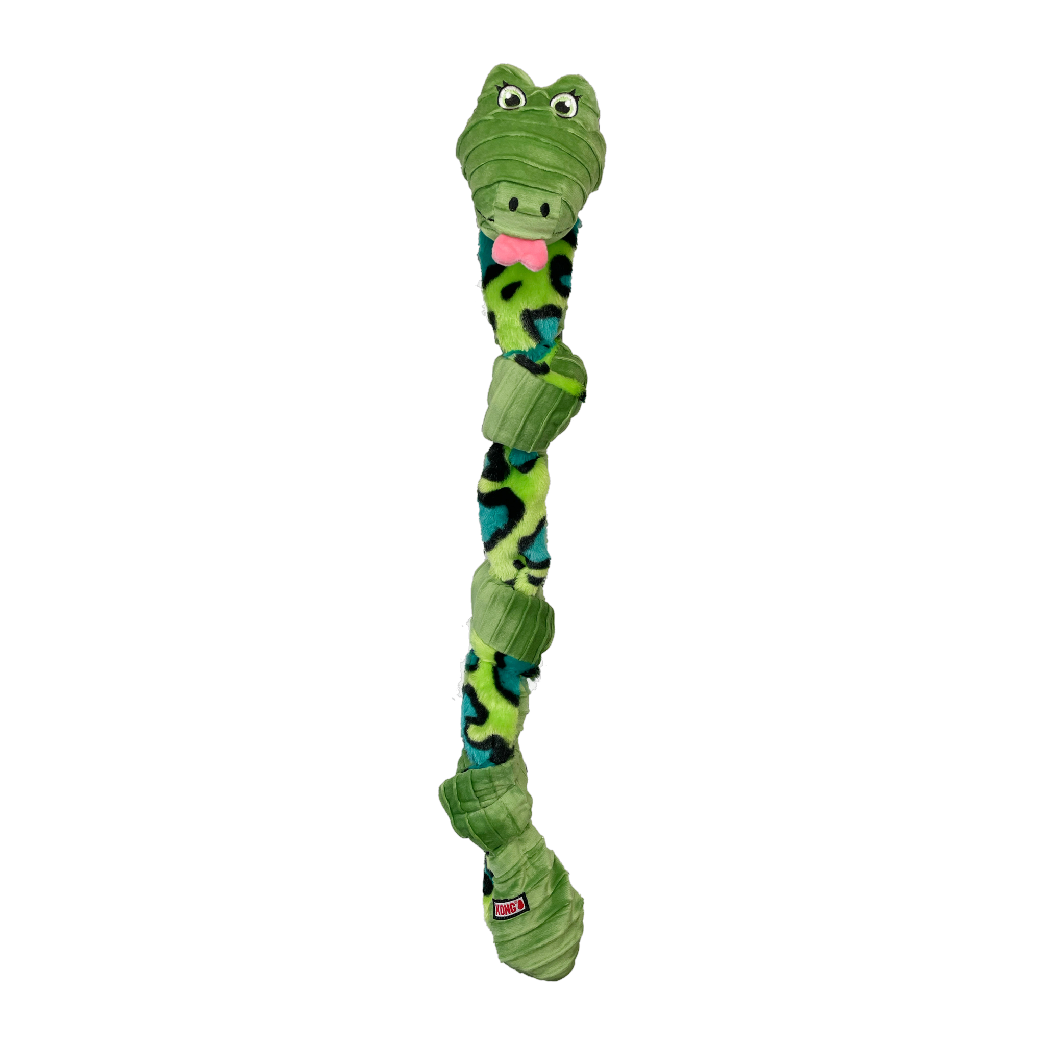 KONG Knots Snake dog toy in green, full body