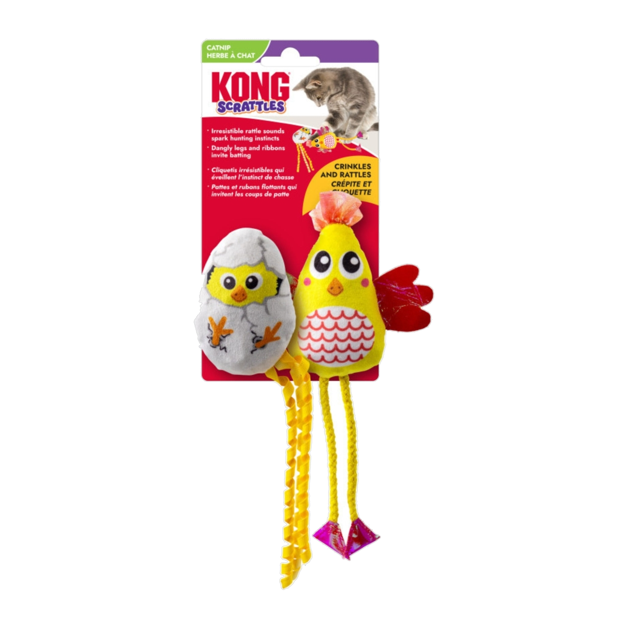 KONG Scrattles Chicken catnip cat toy 2-pack on retail card