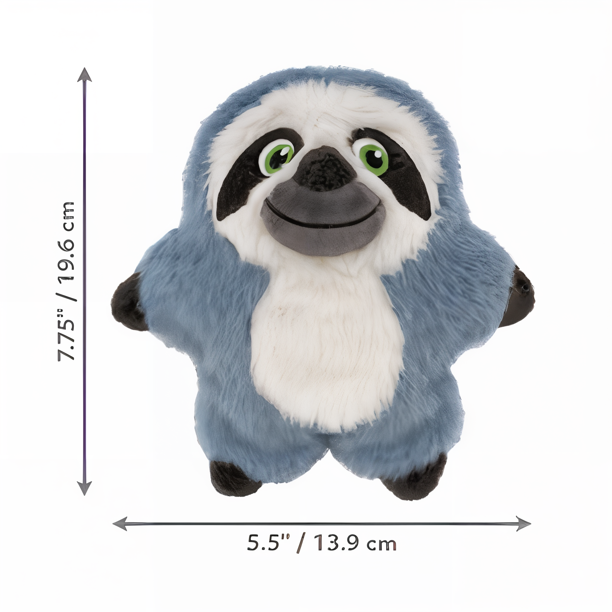 KONG Snuzzles Kiddos Sloth dimensions: 7.75 inches tall, 5.5 inches wide