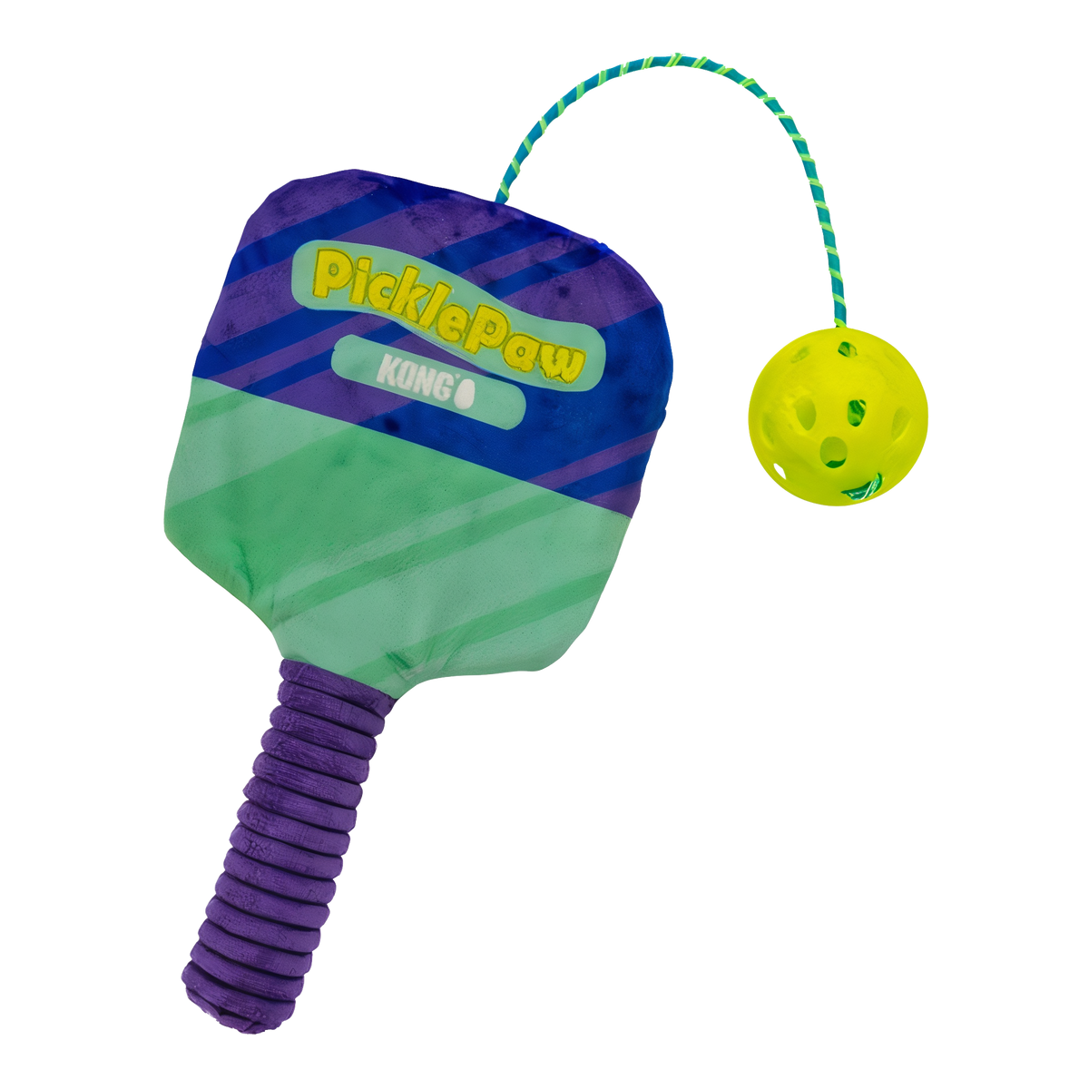 PicklePaw paddle with ball swinging out on its elastic cord
