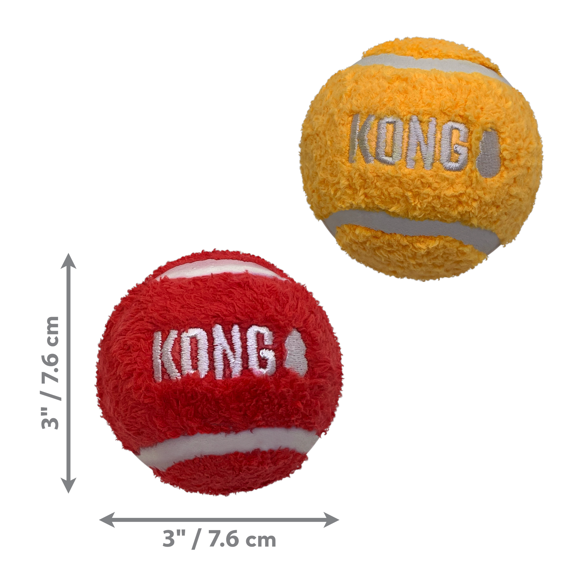 KONG Sport Softies Balls large 2-pack of 3 inch sherpa fleece fetch balls