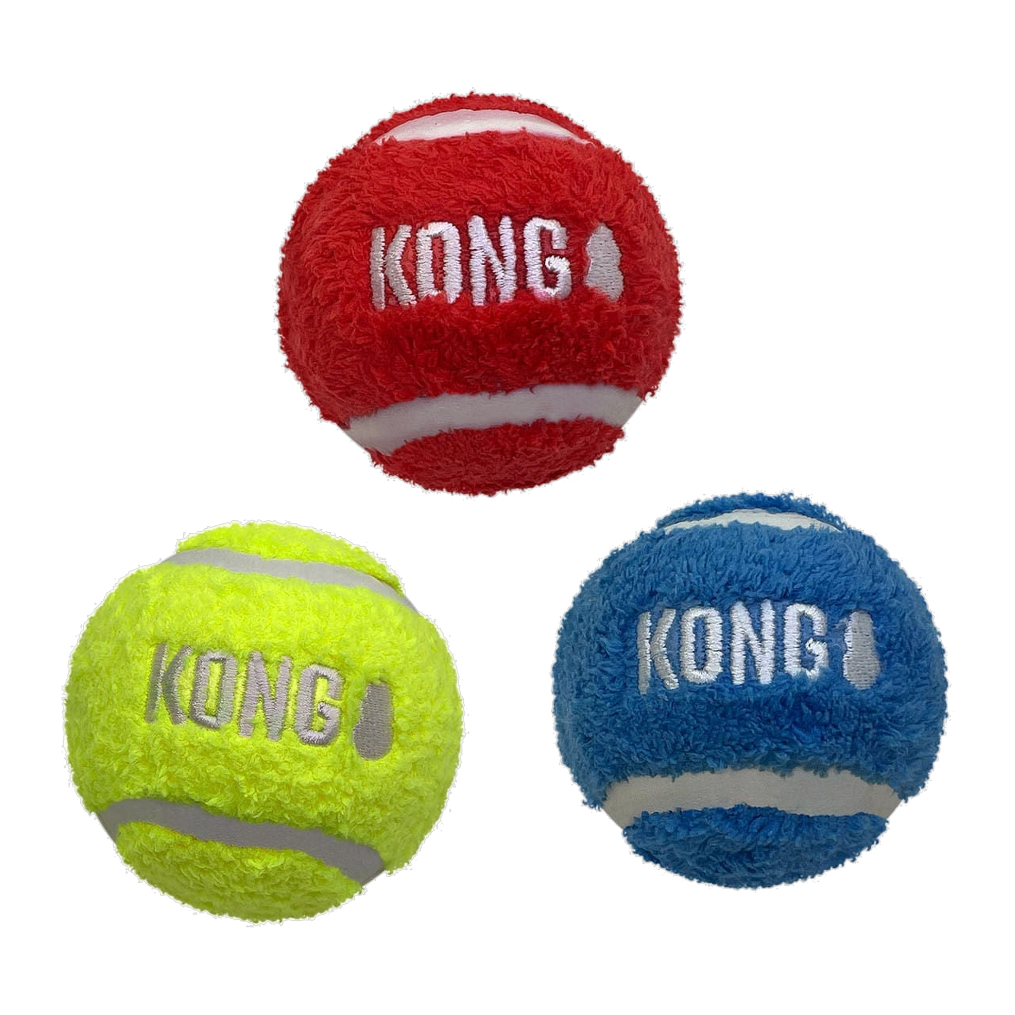 KONG Sport Softies Balls medium 3-pack of 2.5 inch sherpa fleece fetch balls