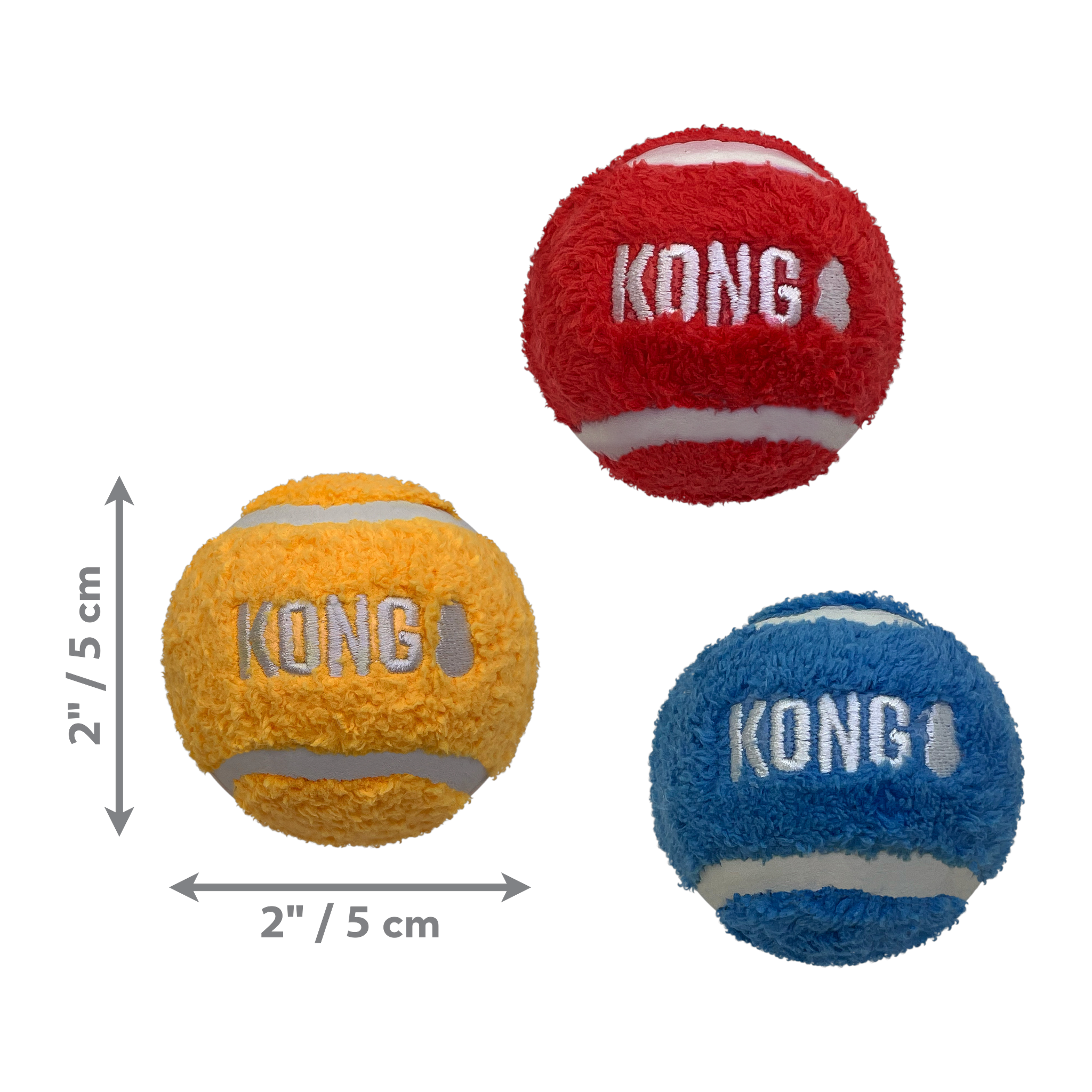 KONG Sport Softies Balls small 3-pack of 2 inch sherpa fleece fetch balls