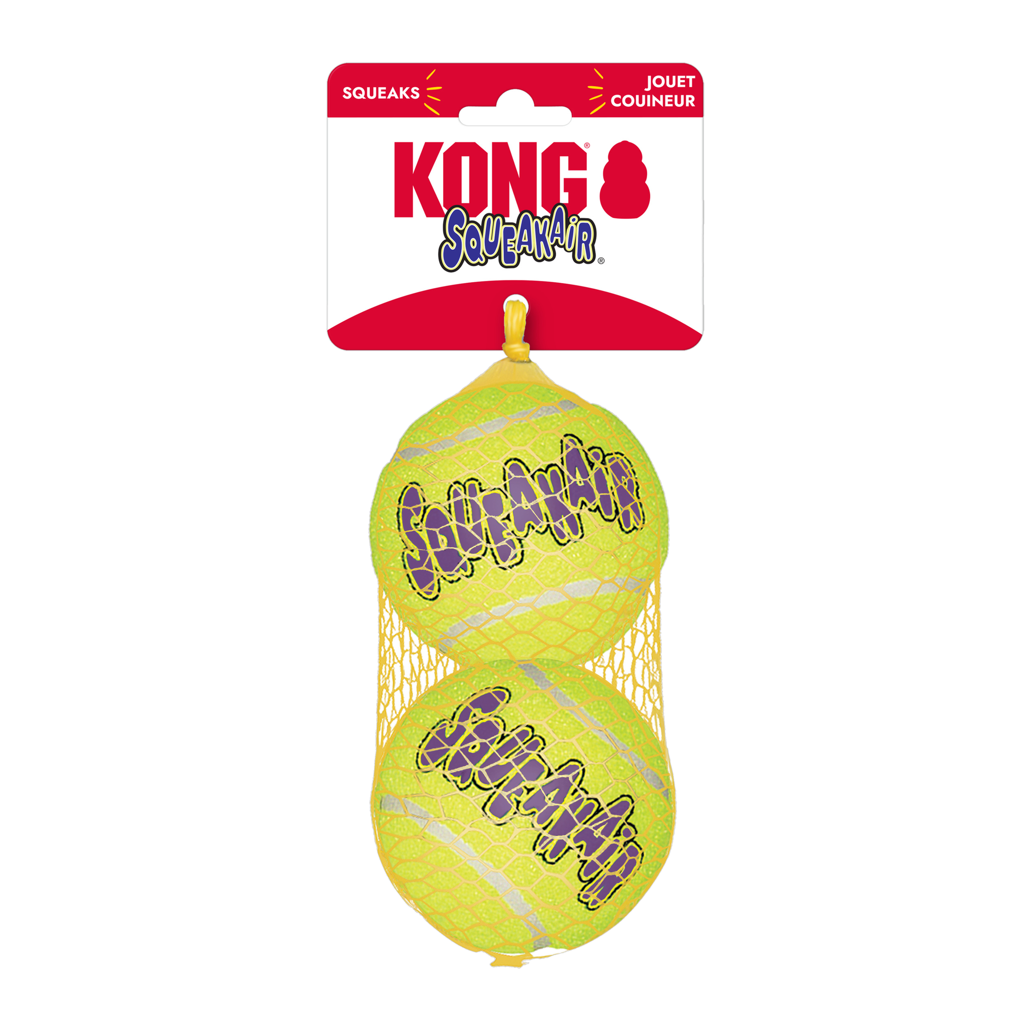 KONG SqueakAir Balls large two pack in retail netting with header card