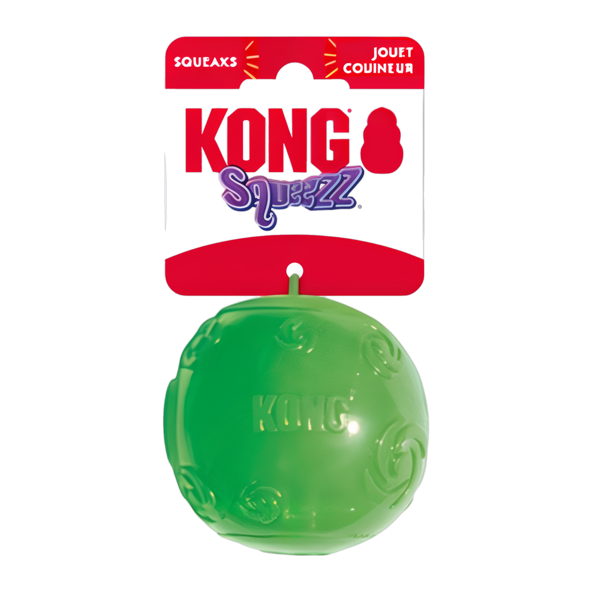 KONG Squeezz Ball Large retail packaging, green ball