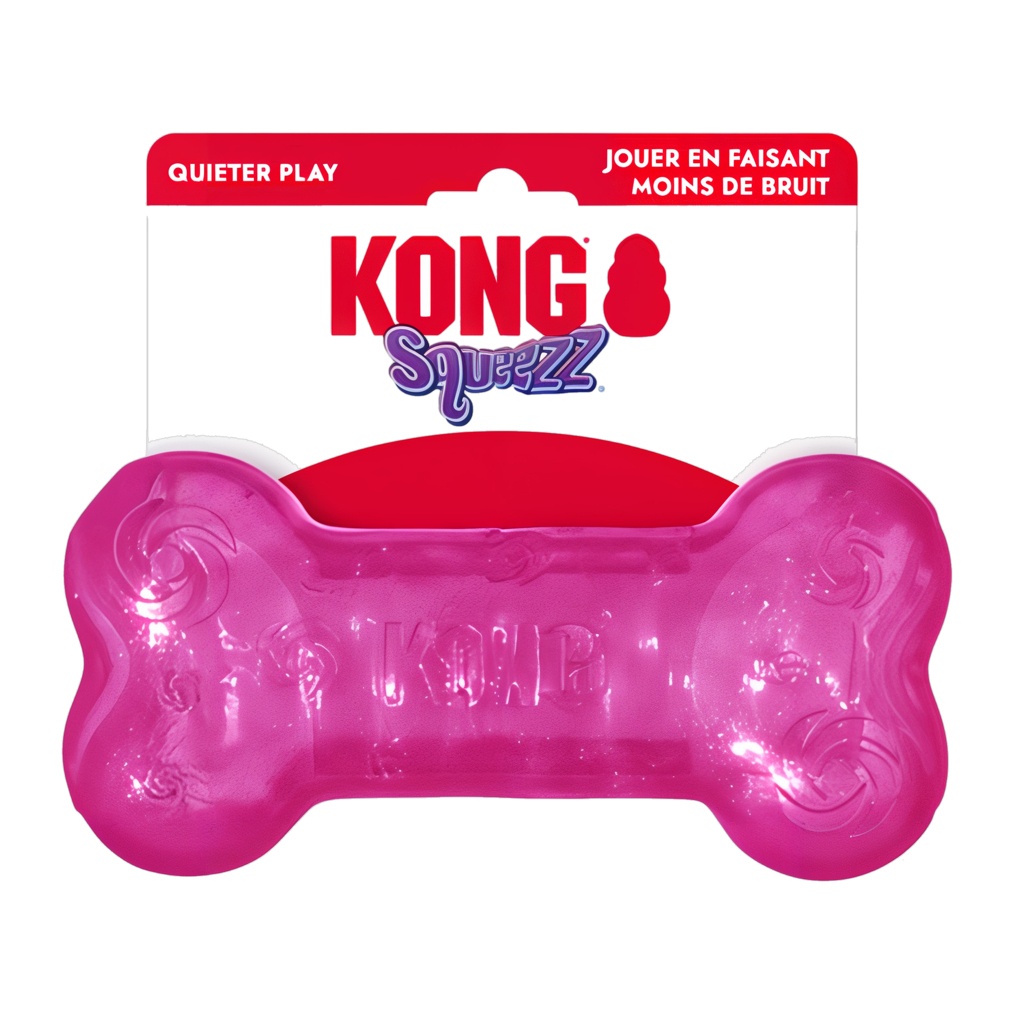Pink KONG Squeezz Crackle Bone in retail packaging