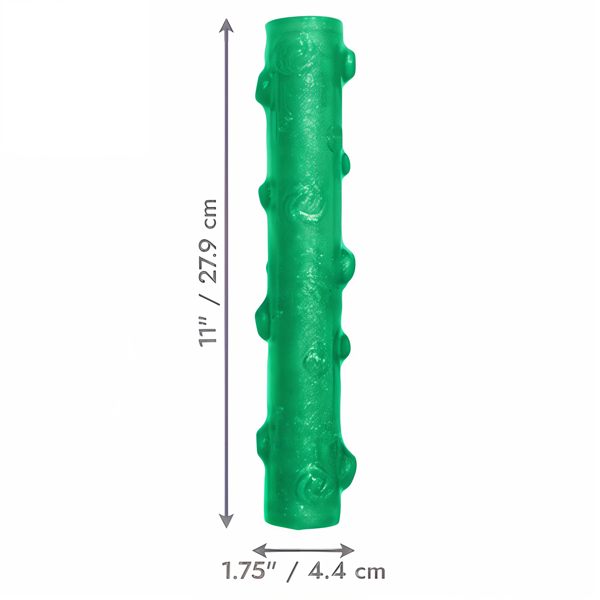 KONG Squeezz Crackle Stick large size dimensions, 11 inches by 1.75 inches