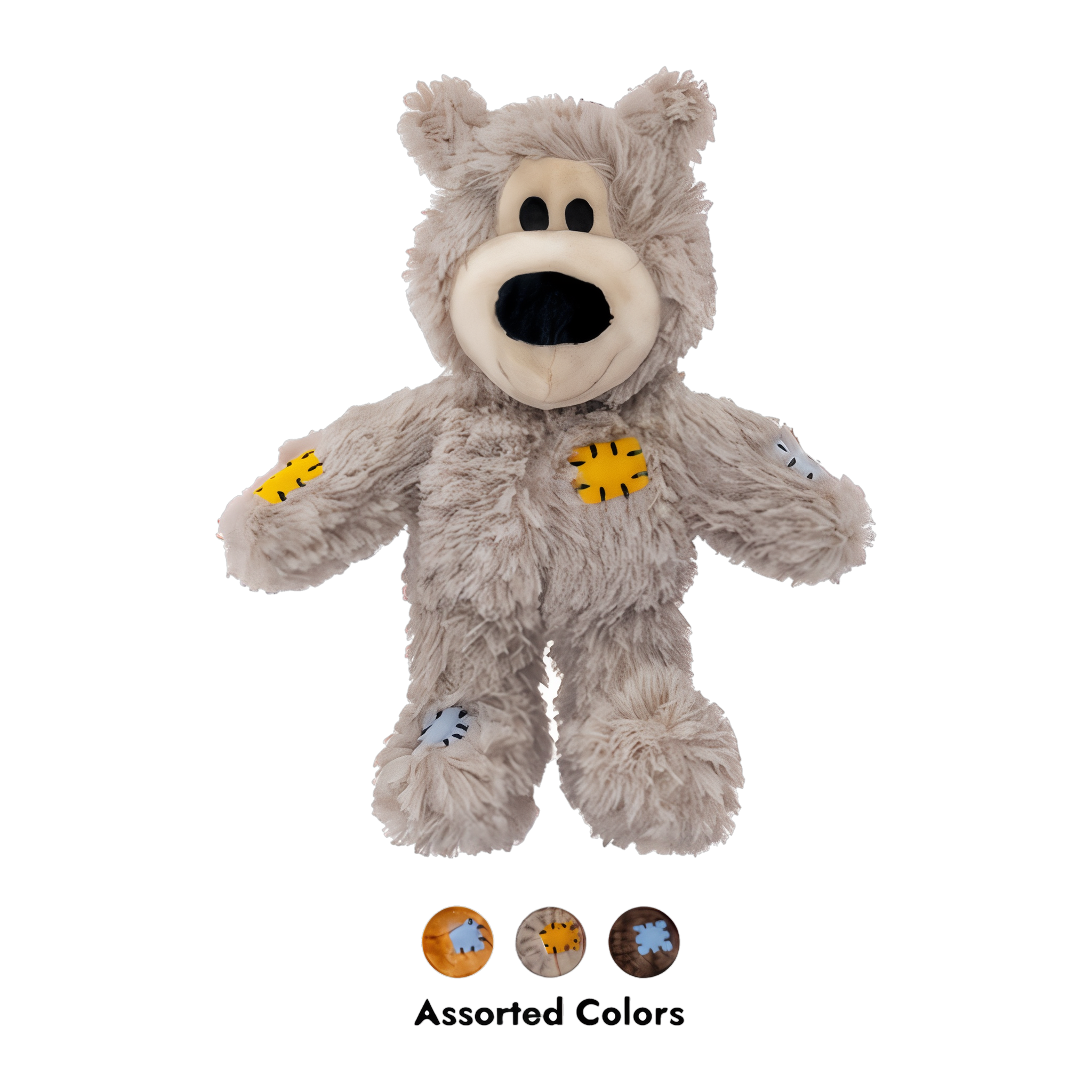 Gray KONG Wild Knots Bear with assorted color swatches