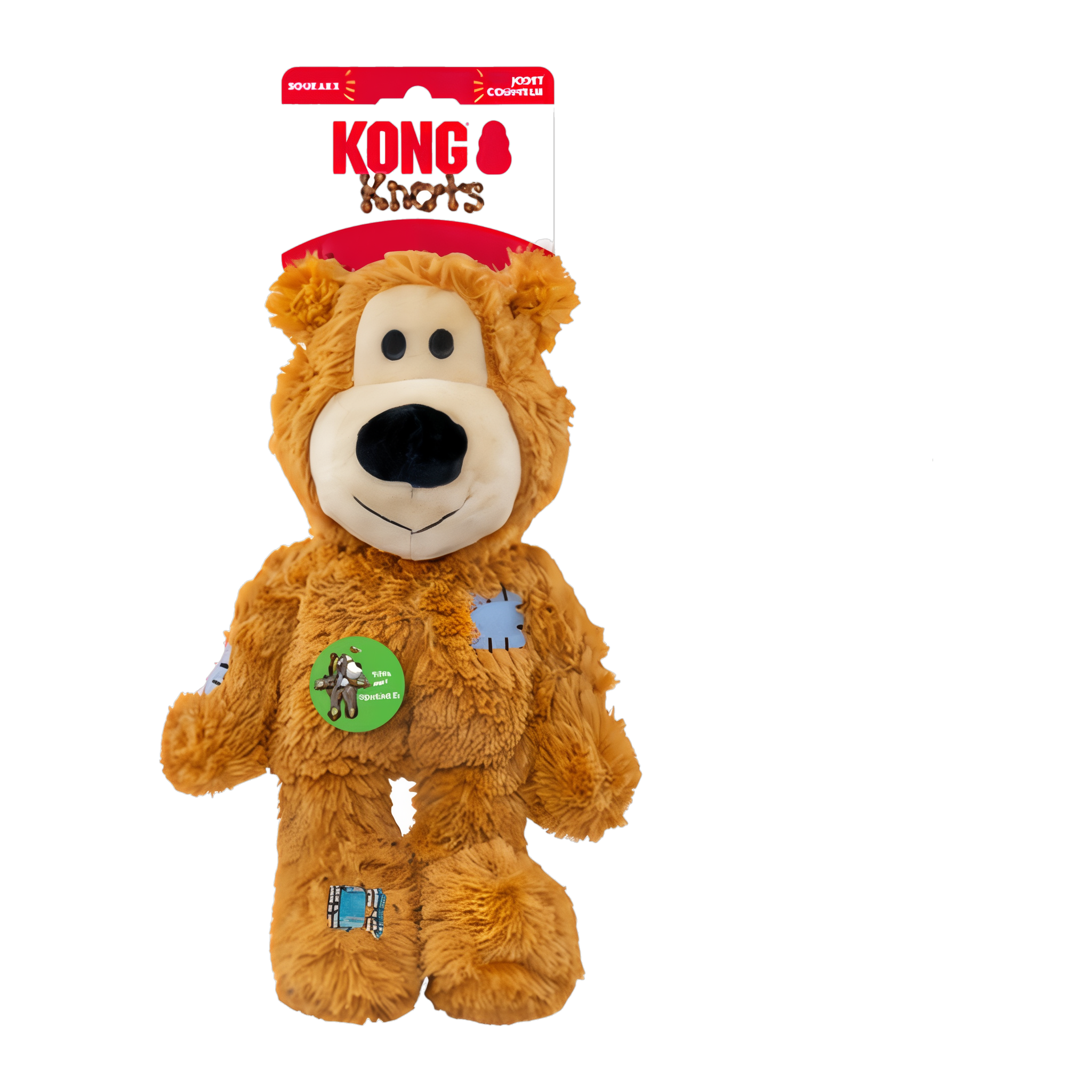 Tan X-Large KONG Wild Knots Bear on its retail hang card