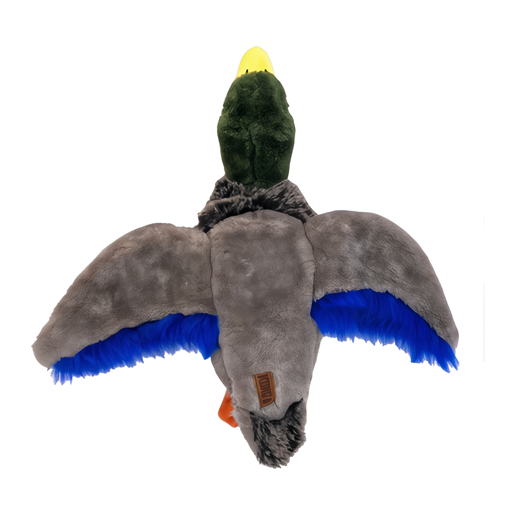 KONG Wild Low Stuff Mallard dog toy, top view with wings spread showing KONG tag