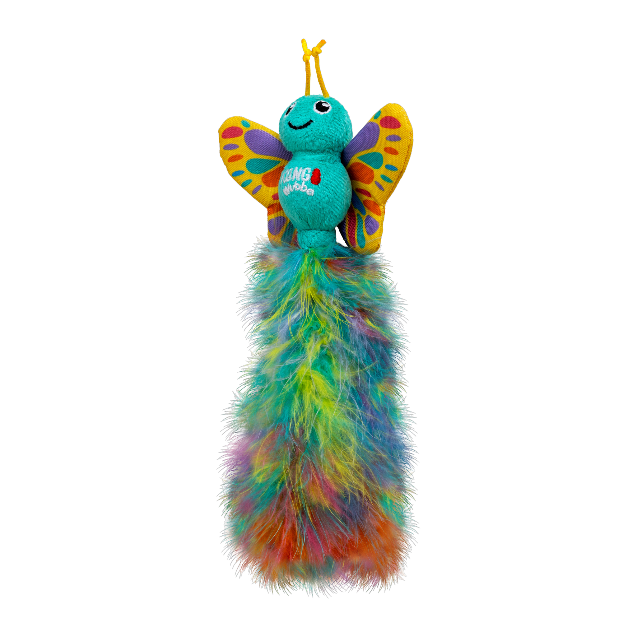 KONG Wubba Butterfly cat toy angled view showing plush body and butterfly wings
