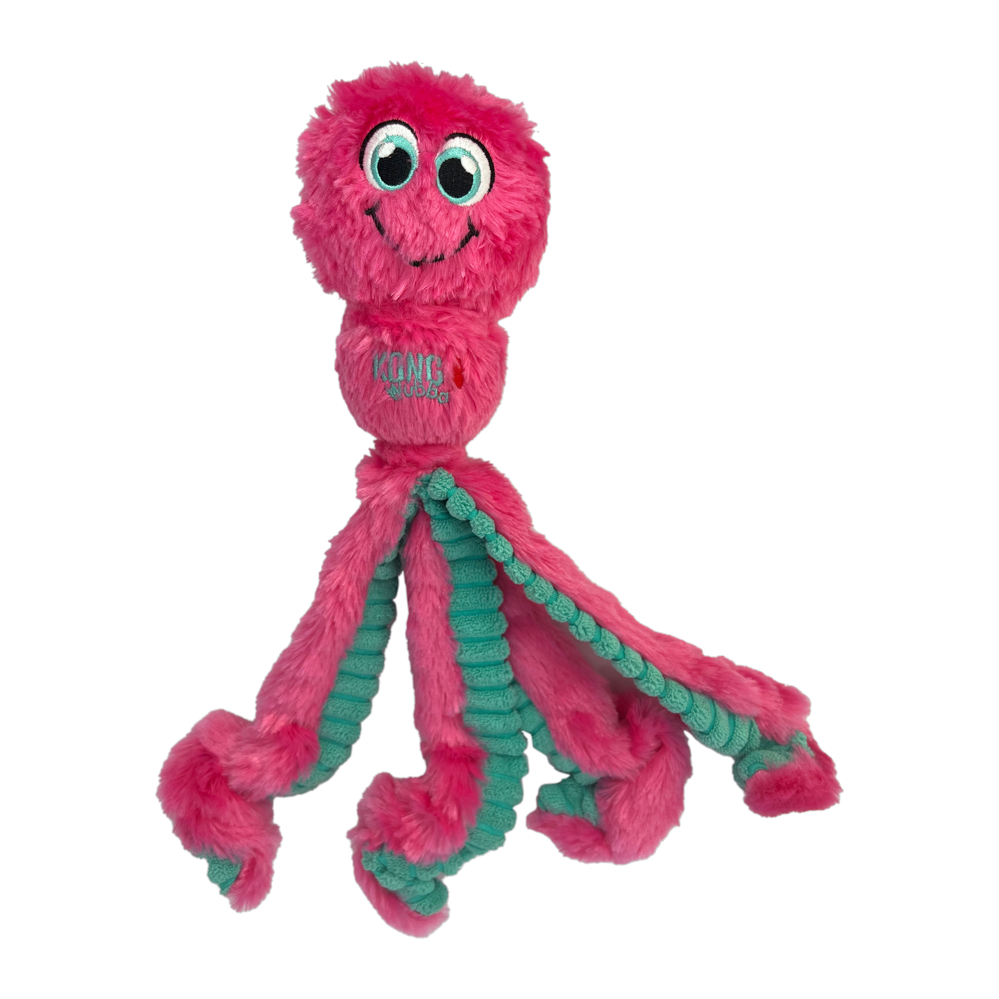 KONG Wubba Octopus plush dog toy, pink colorway, front view
