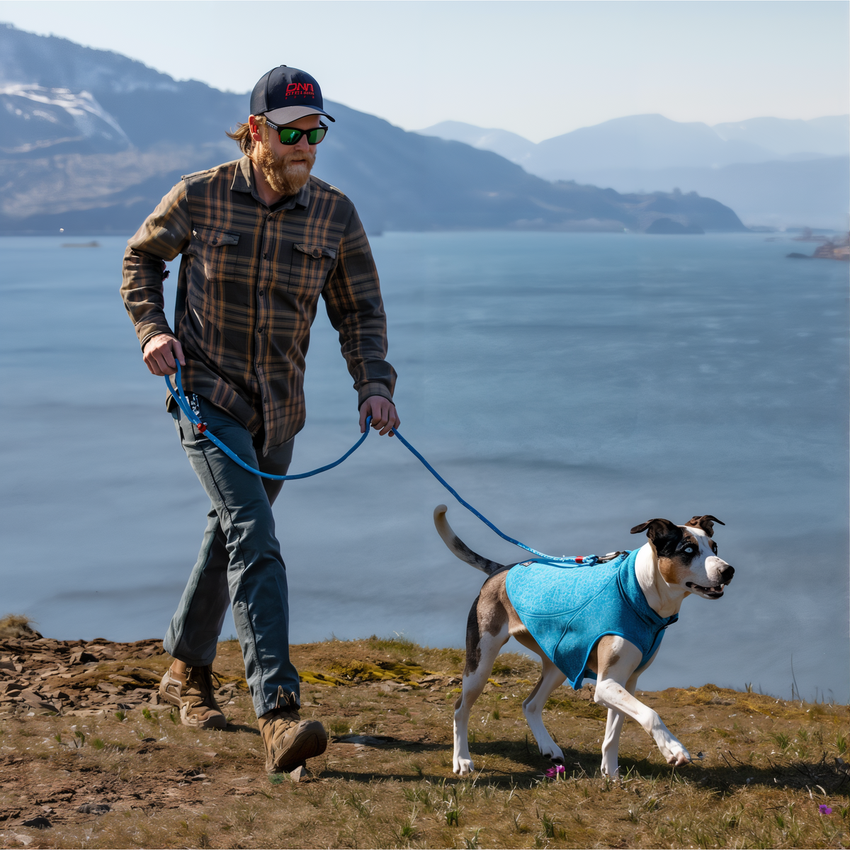 Athletic cut of the Kurgo Core Dog Sweater shown from the side