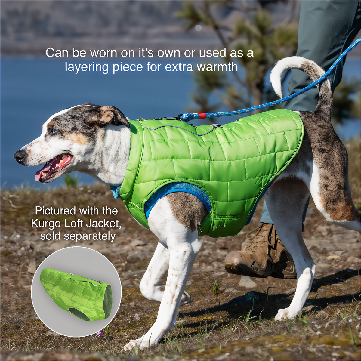 Two-way back zipper on the Kurgo Core Dog Sweater for harness access