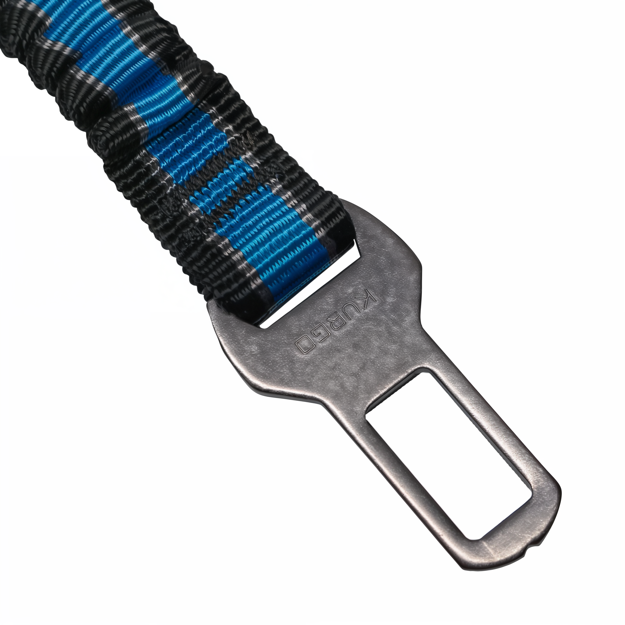 Metal tongue of the Kurgo Bungee Tether that clicks into the seatbelt receiver