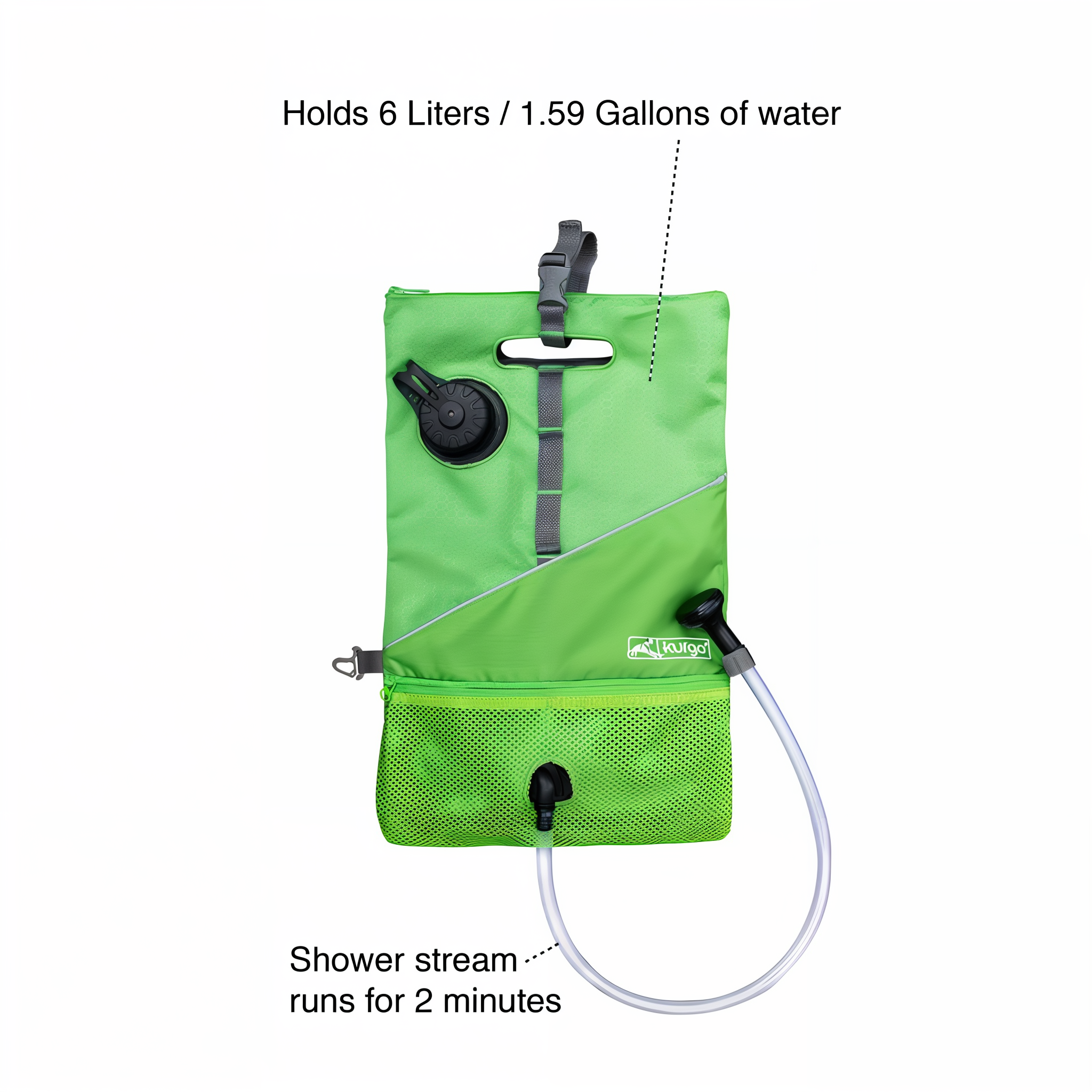 Kurgo Go Shower rolled up for storage in a pack or cargo area