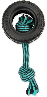 Mammoth TireBiter Advanced Rubber Dog Toy with Cottonblend Asst Color Rope