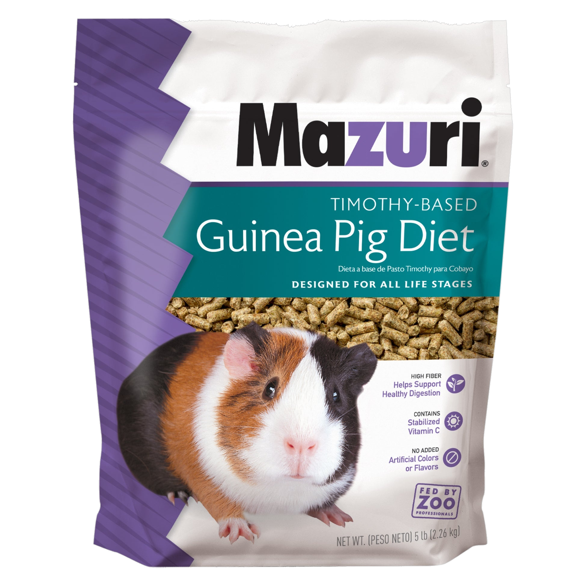Mazuri Timothy Hay-Based Guinea Pig Diet 5 lb bag, front