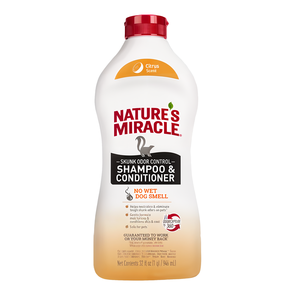 Nature's Miracle Skunk Odor Control Shampoo and Conditioner citrus scent 32 fl oz bottle package front