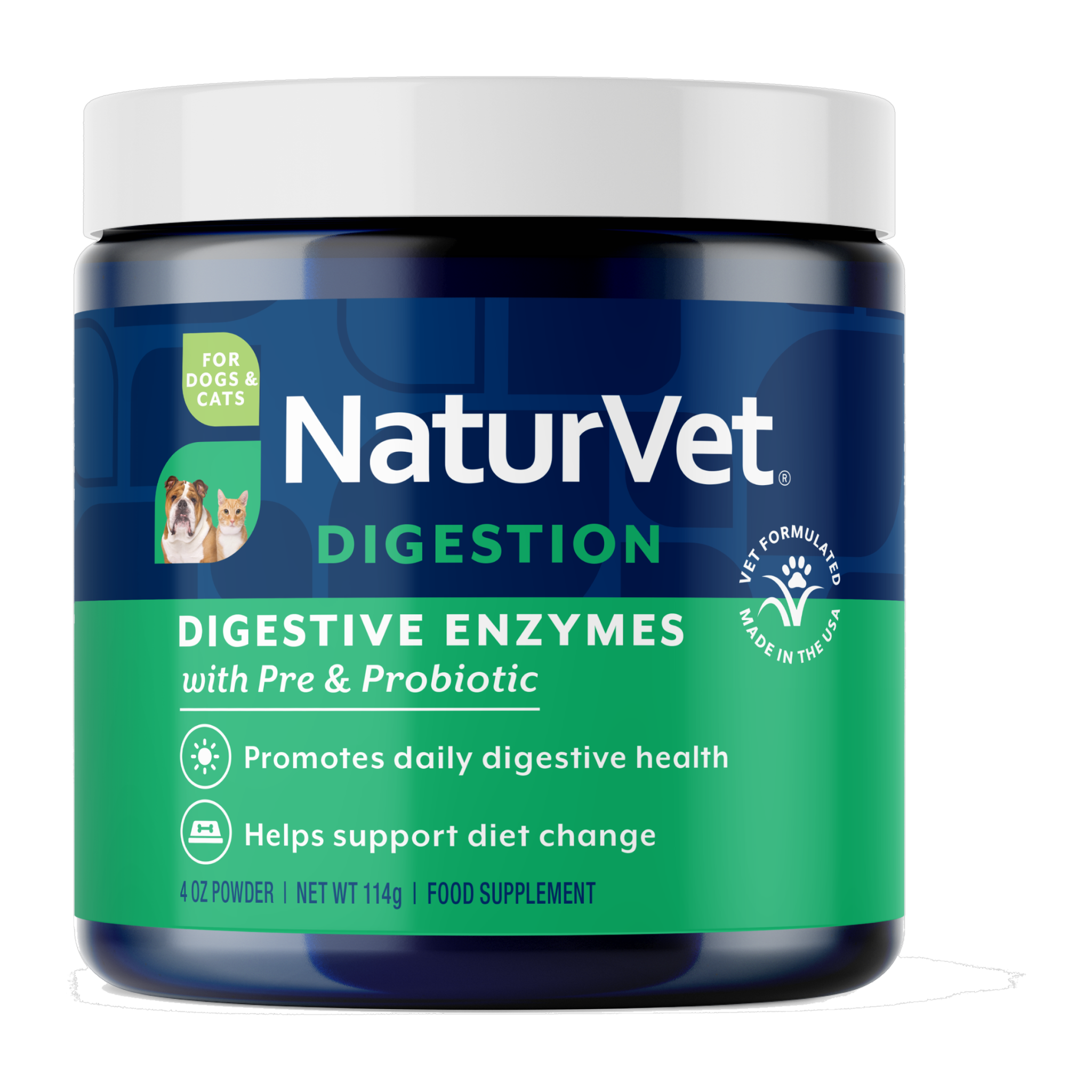 4 oz jar of NaturVet Digestive Enzymes Powder for dogs and cats