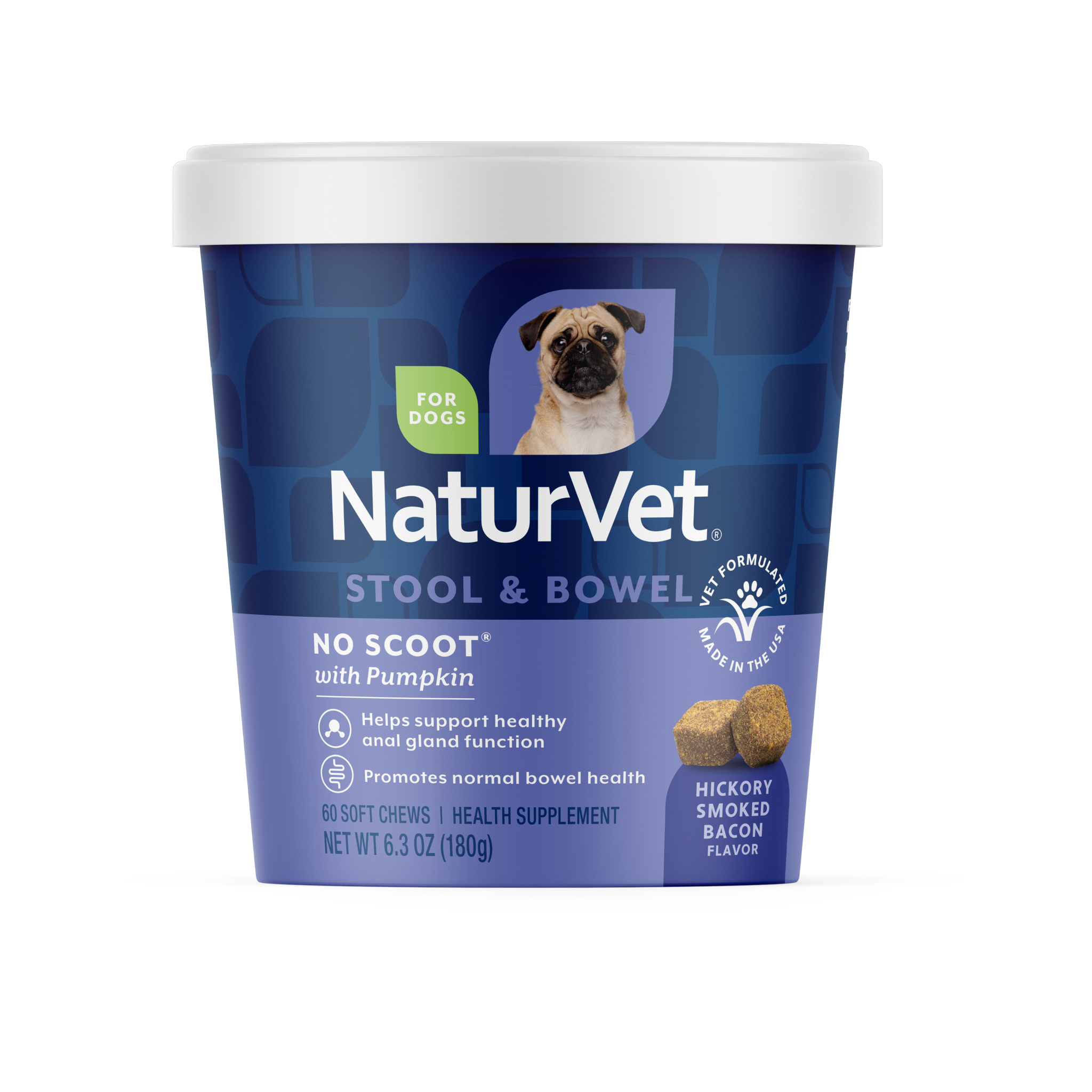 60 count jar of NaturVet No Scoot Soft Chews with pumpkin for dogs