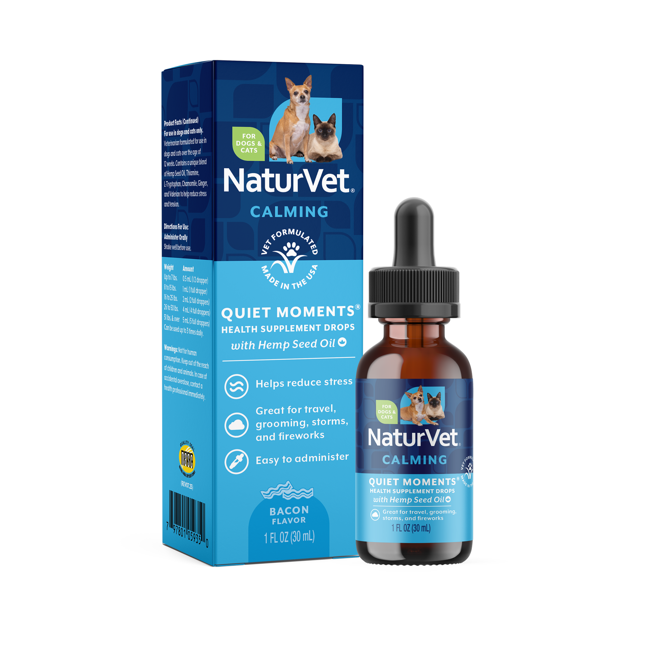 NaturVet Quiet Moments with Hemp Seed Oil Calming Drops container front