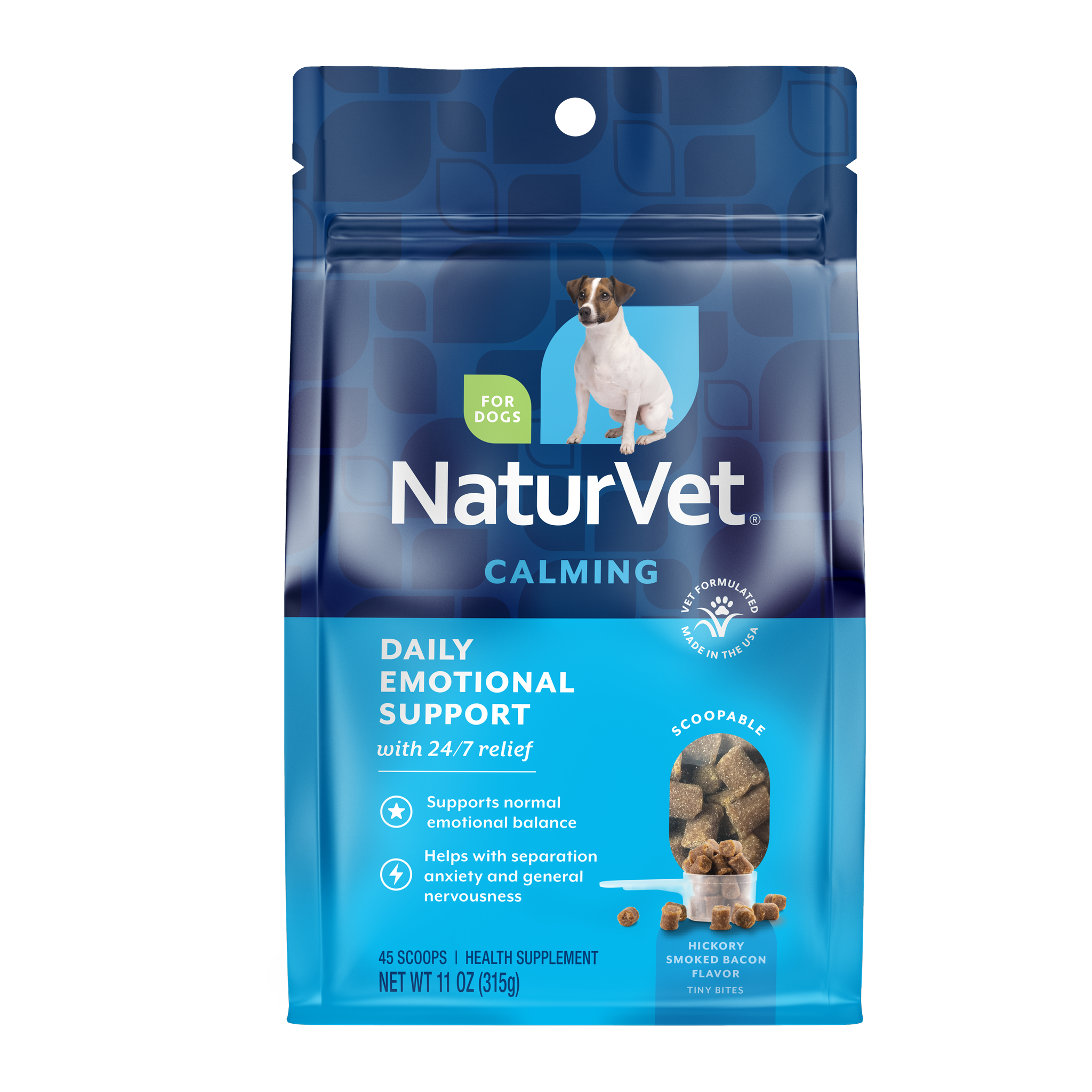NaturVet Daily Emotional Support Calming Scoopable Tiny Bites, 11 oz bag, front