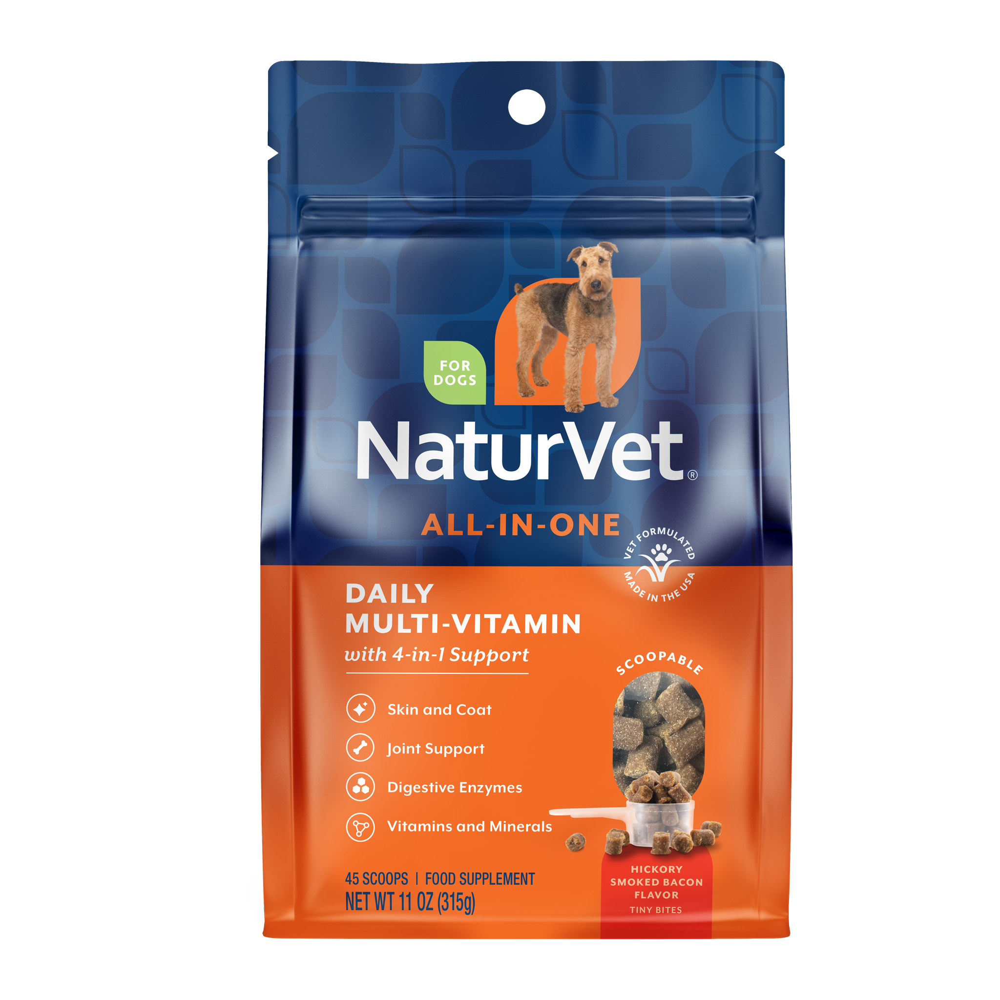 NaturVet Daily Multi-Vitamin Scoopable Tiny Bites, 11 oz bag, front