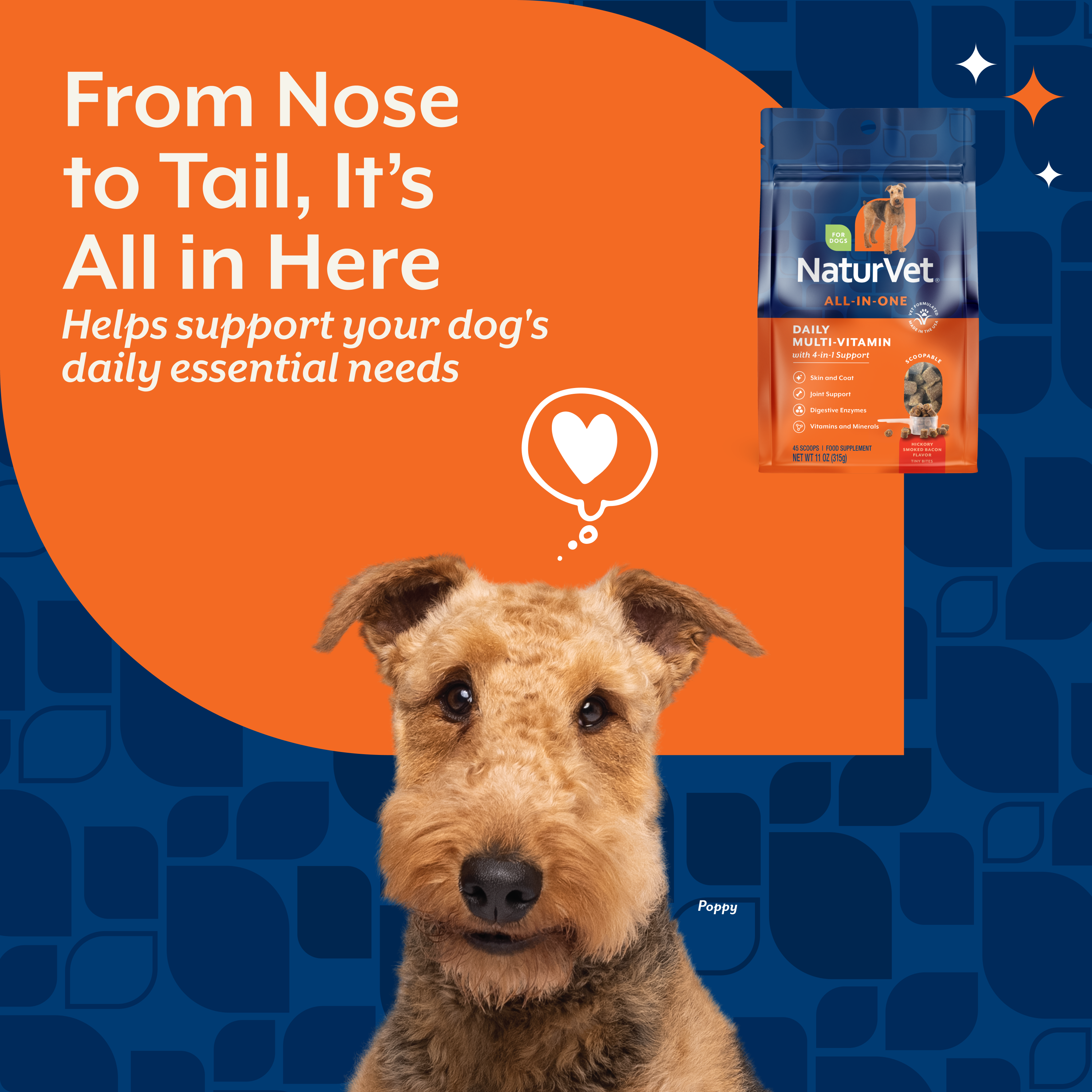 Benefit overview panel for NaturVet Daily Multi-Vitamin Scoopable Tiny Bites