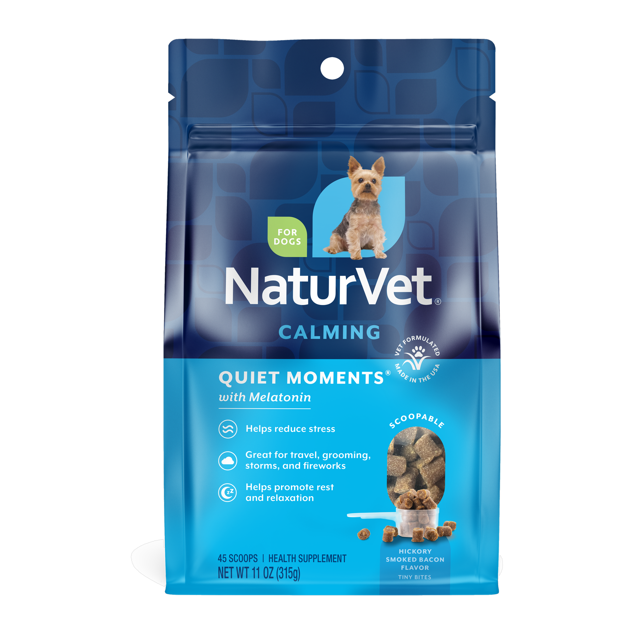 NaturVet Quiet Moments Calming Scoopable Tiny Bites, 11 oz bag, front