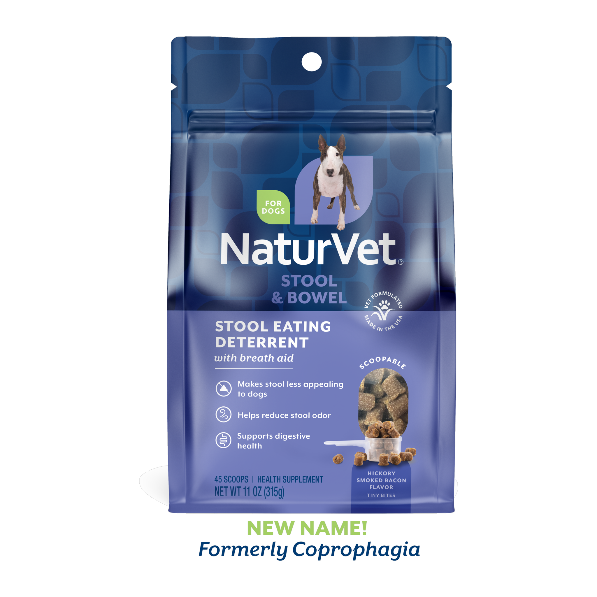 NaturVet Stool Eating Deterrent Scoopable Tiny Bites, 11 oz bag, front