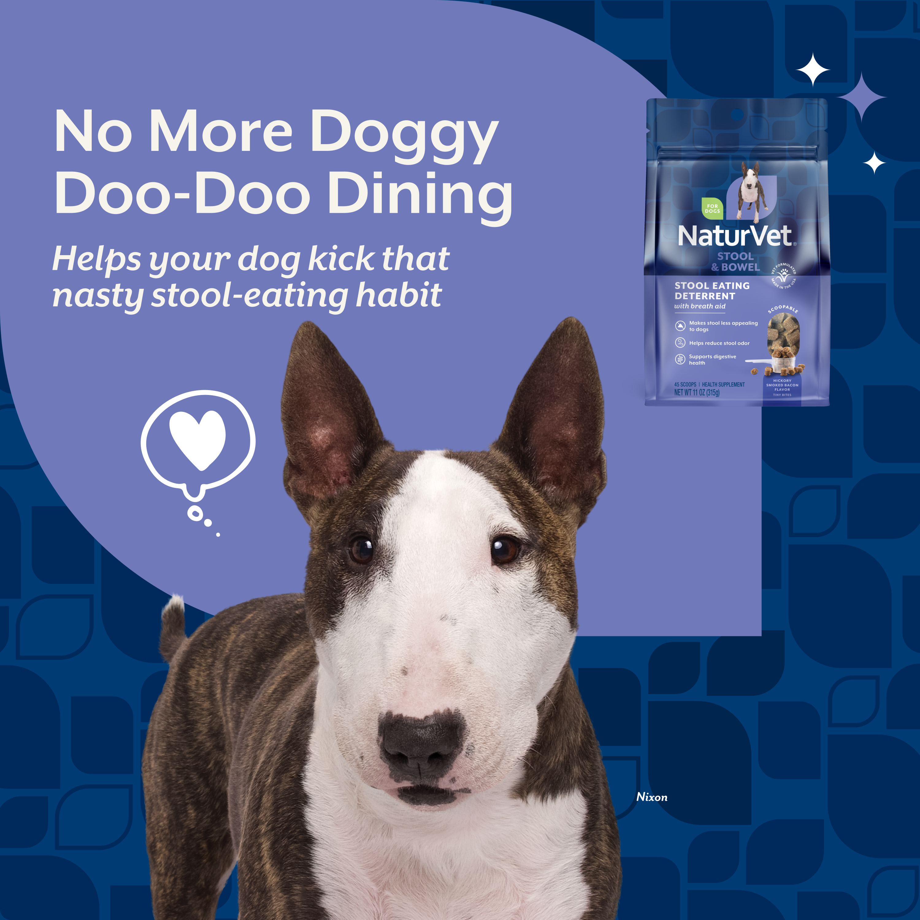 Benefit overview panel for NaturVet Stool Eating Deterrent Scoopable Tiny Bites