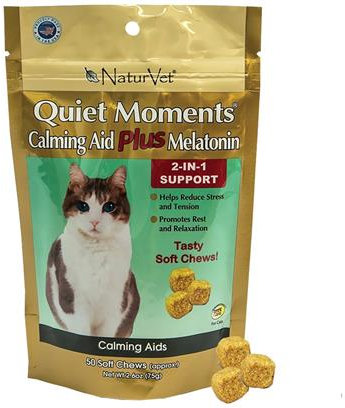 NaturVet Cat Quiet Moments Calming Aid + Melatonin Soft Chew
