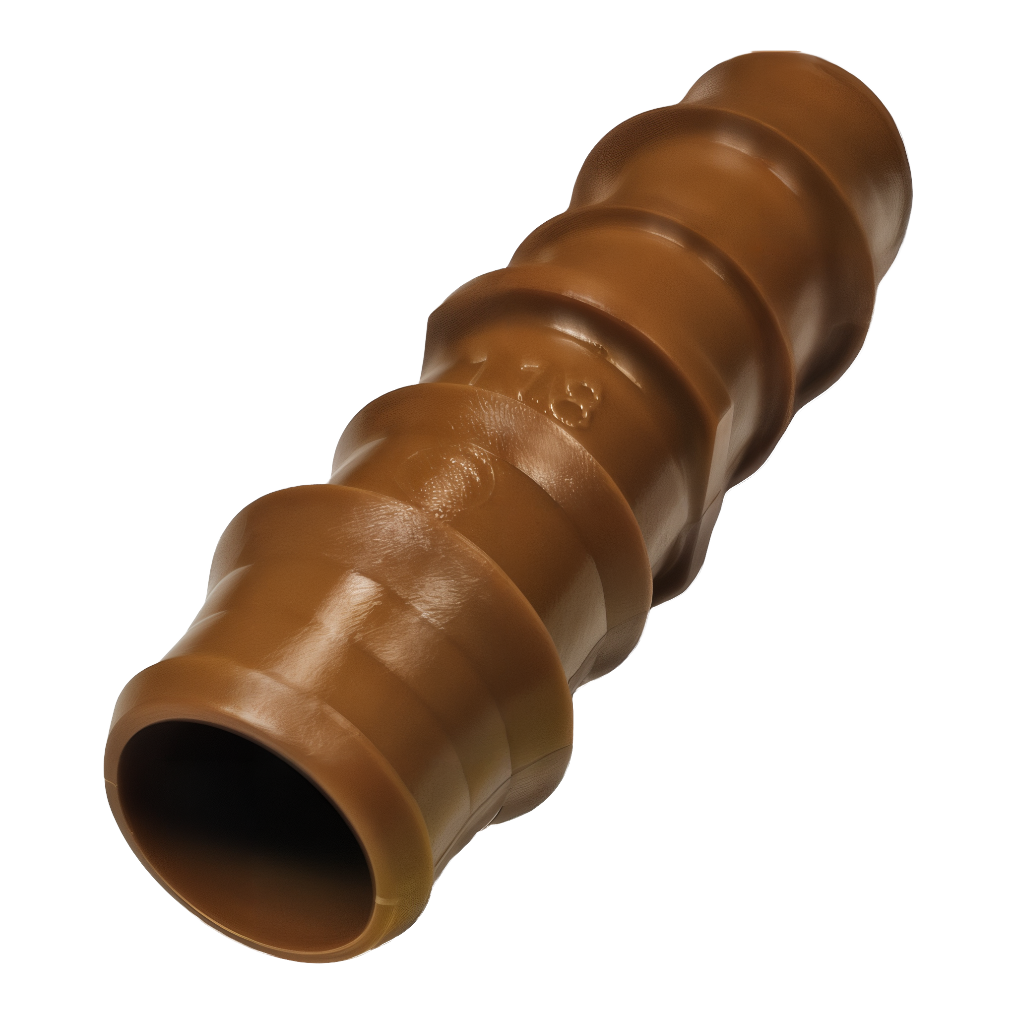 Netafim Techline TLCOUP 17mm insert coupling barbed fitting diagonal view on transparent background