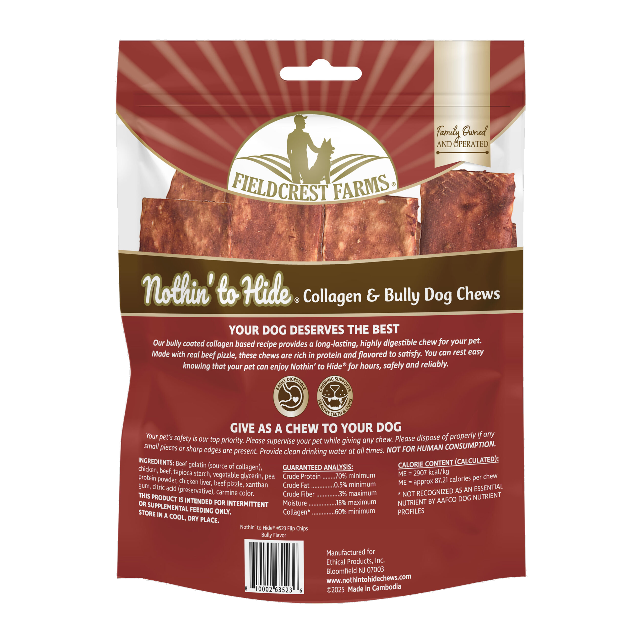 Fieldcrest Farms Nothin' to Hide Flip Chip Bully Dog Chews, 8 Pack product image