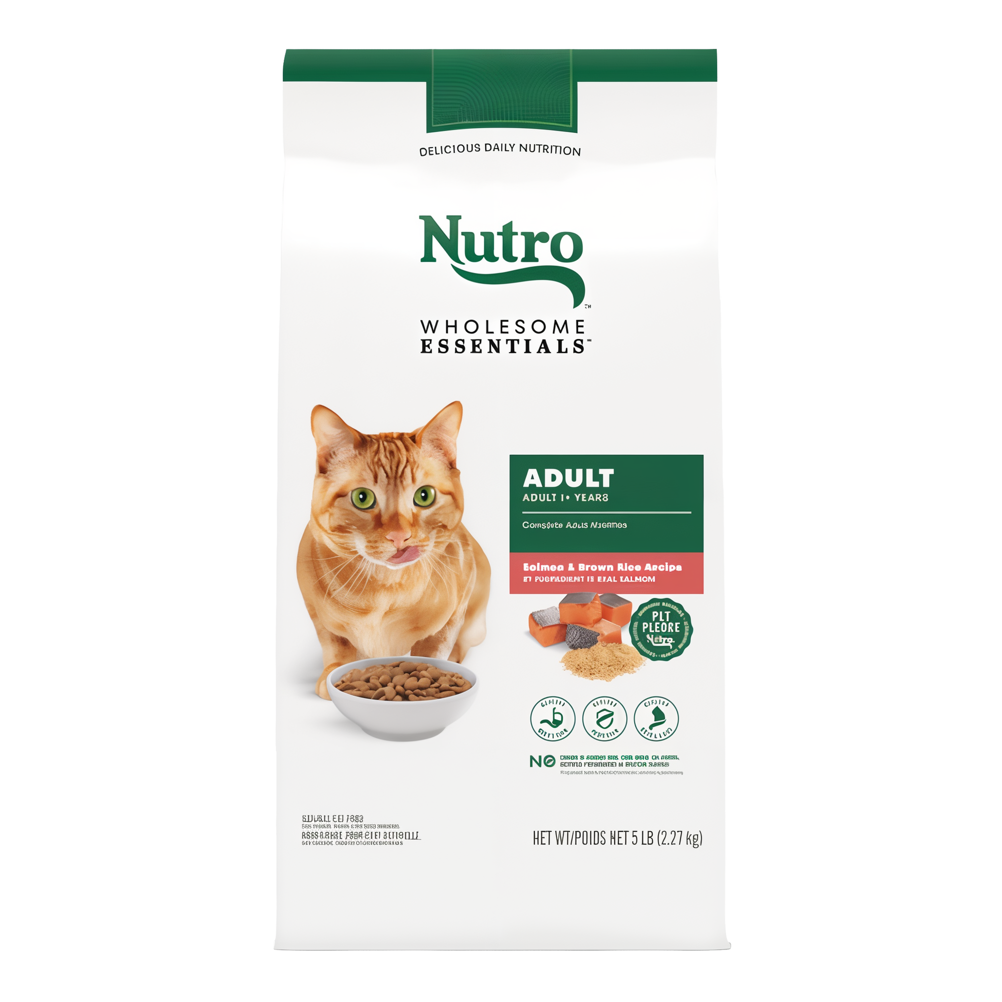 Nutro Wholesome Essentials Adult Formula with Salmon & Brown Rice Recipe Dry Cat Food bag front