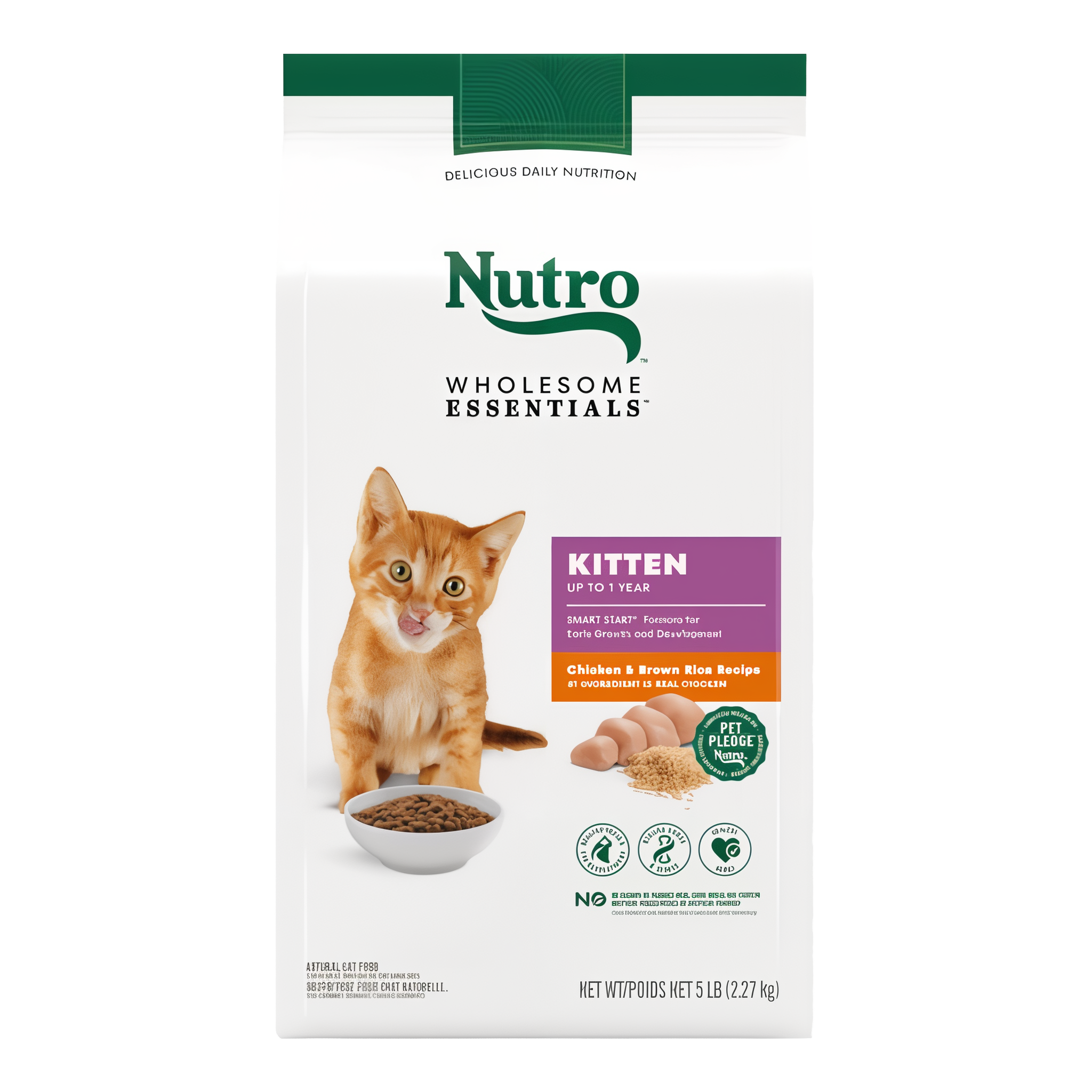 Nutro Wholesome Essentials Kitten Formula with Chicken & Brown Rice Recipe Dry Cat Food bag front