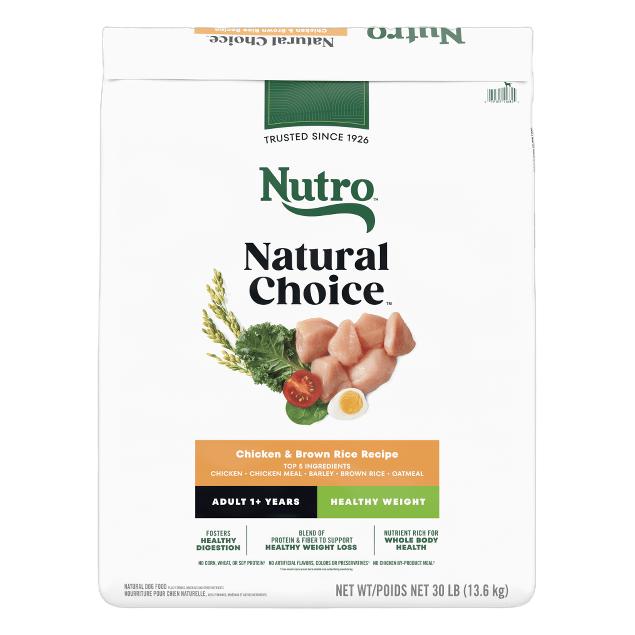 Nutro Natural Choice Adult Healthy Weight Chicken & Brown Rice Recipe Dry Dog Food bag #30 LB
