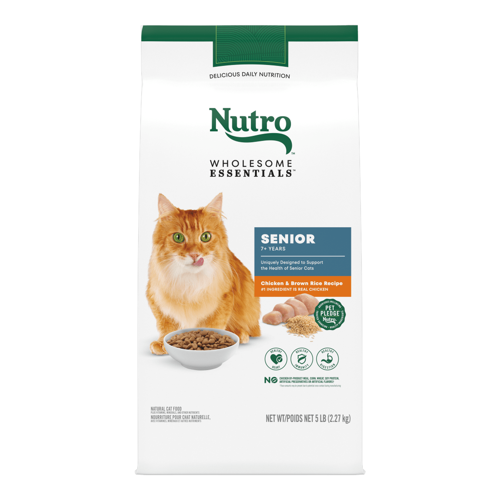 Nutro Wholesome Essentials Senior Formula with Chicken & Brown Rice Recipe dry cat food 5 lb bag
