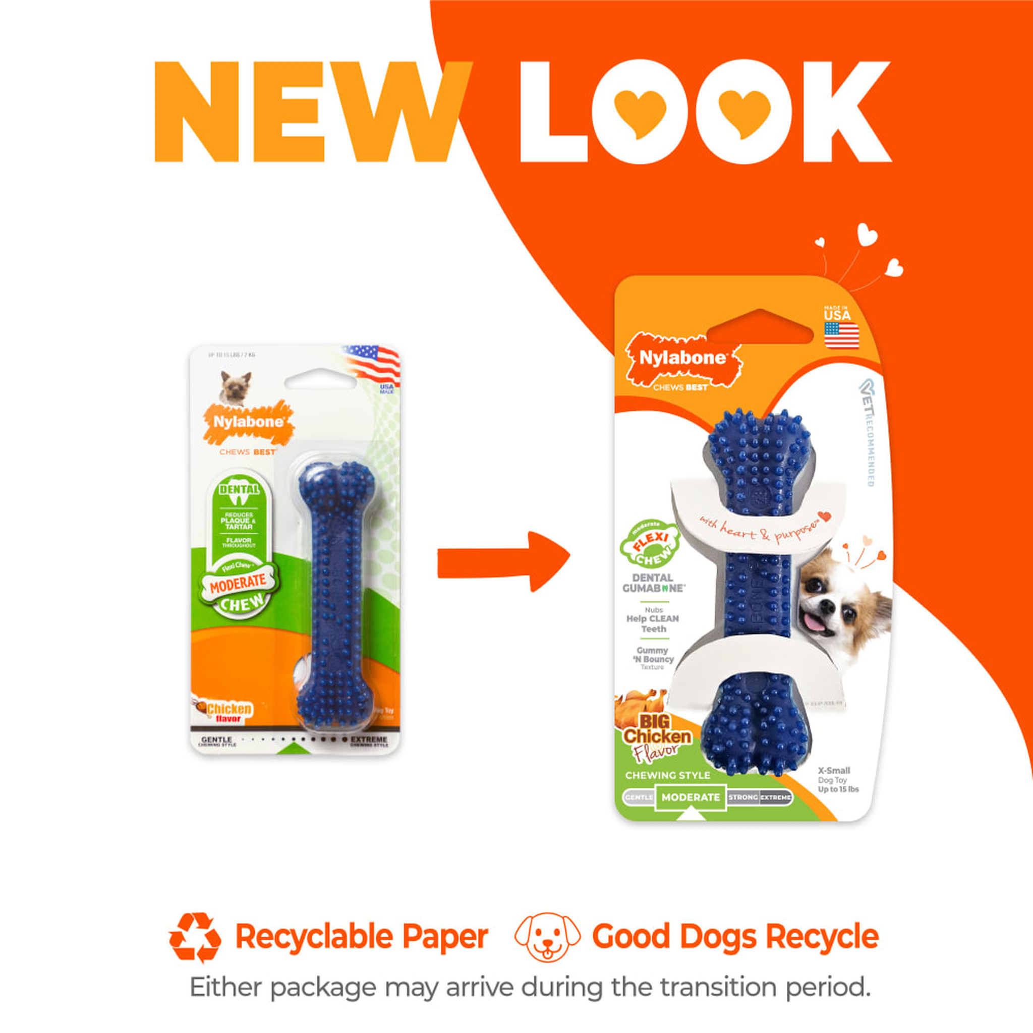 Nylabone Flexi Chew Gumabone Textured Dental Bone Chicken X-Small new package look
