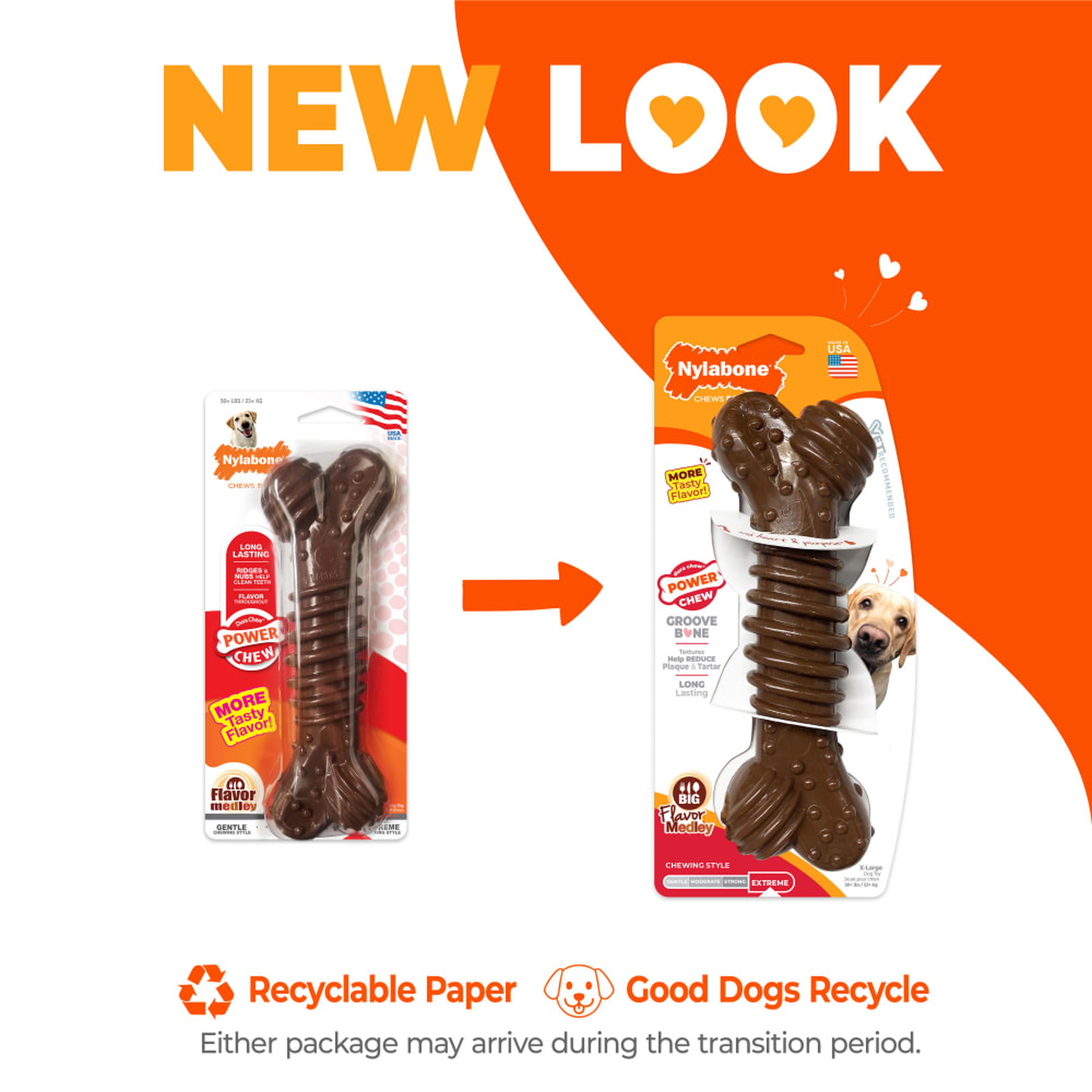Nylabone Power Chew Groove Bone Flavor Medley X-Large new package look